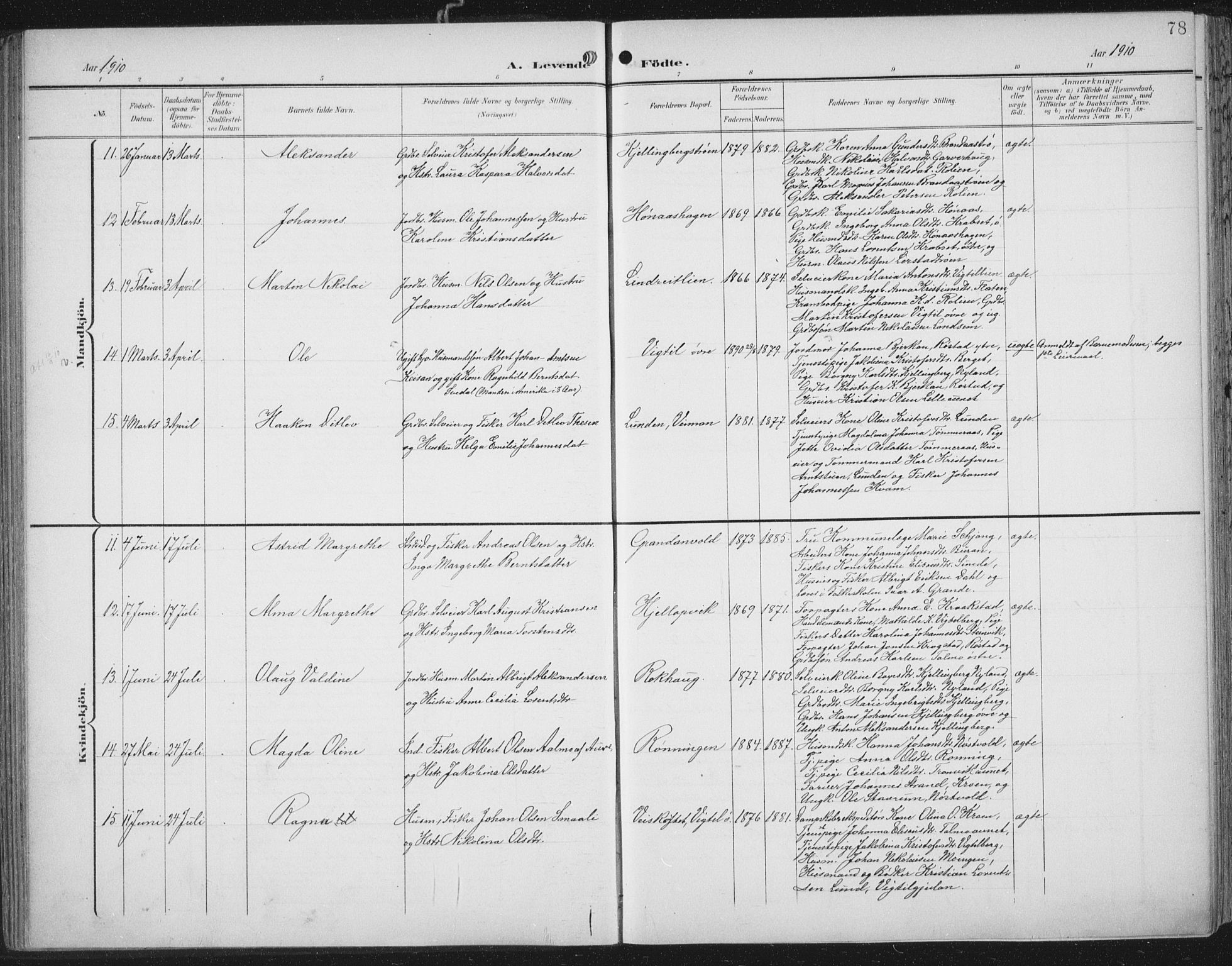 Ministerialprotokoller, klokkerbøker og fødselsregistre - Nord-Trøndelag, AV/SAT-A-1458/701/L0011: Parish register (official) no. 701A11, 1899-1915, p. 78