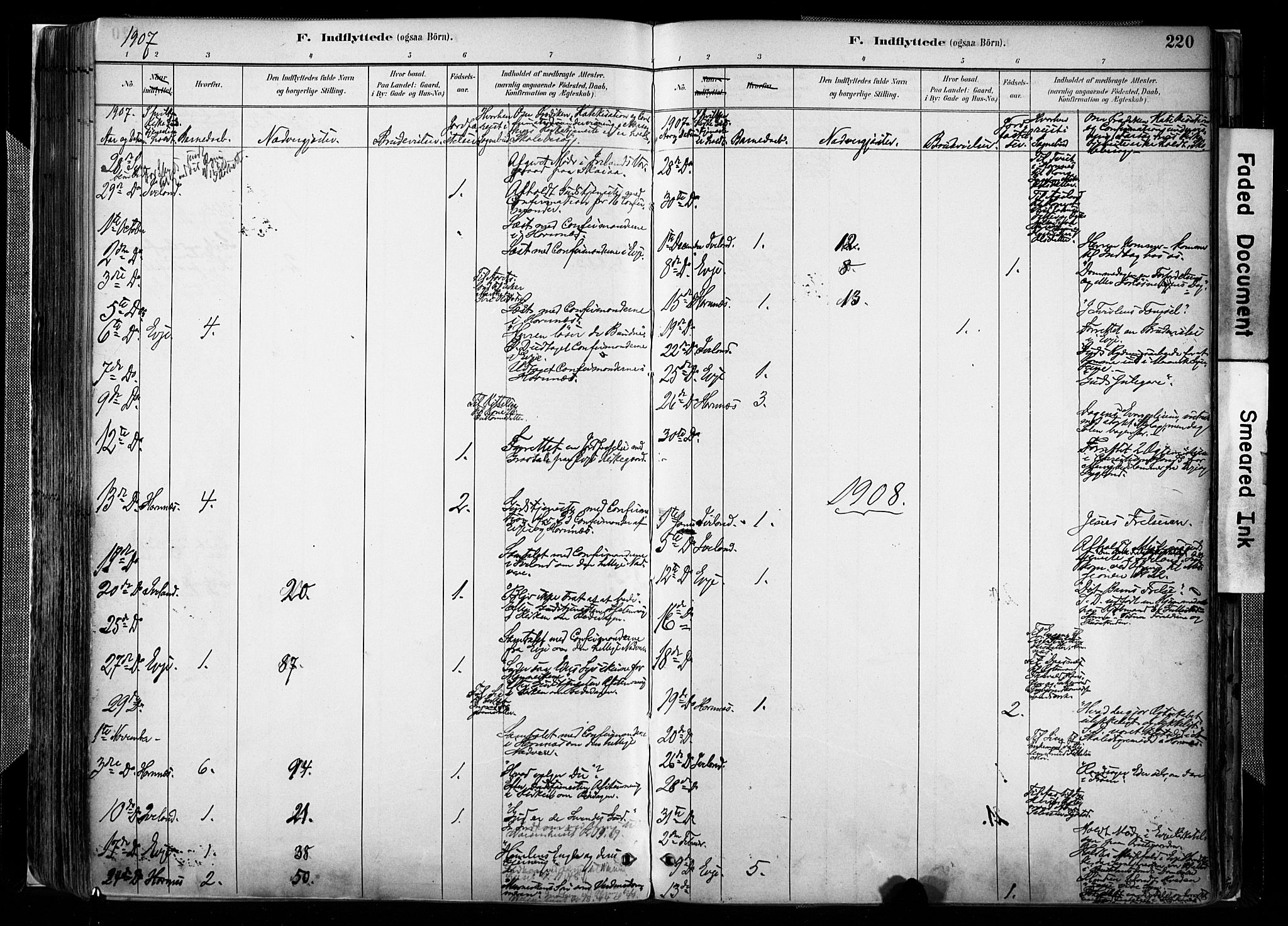 Evje sokneprestkontor, AV/SAK-1111-0008/F/Fa/Faa/L0007: Parish register (official) no. A 7, 1884-1909, p. 220