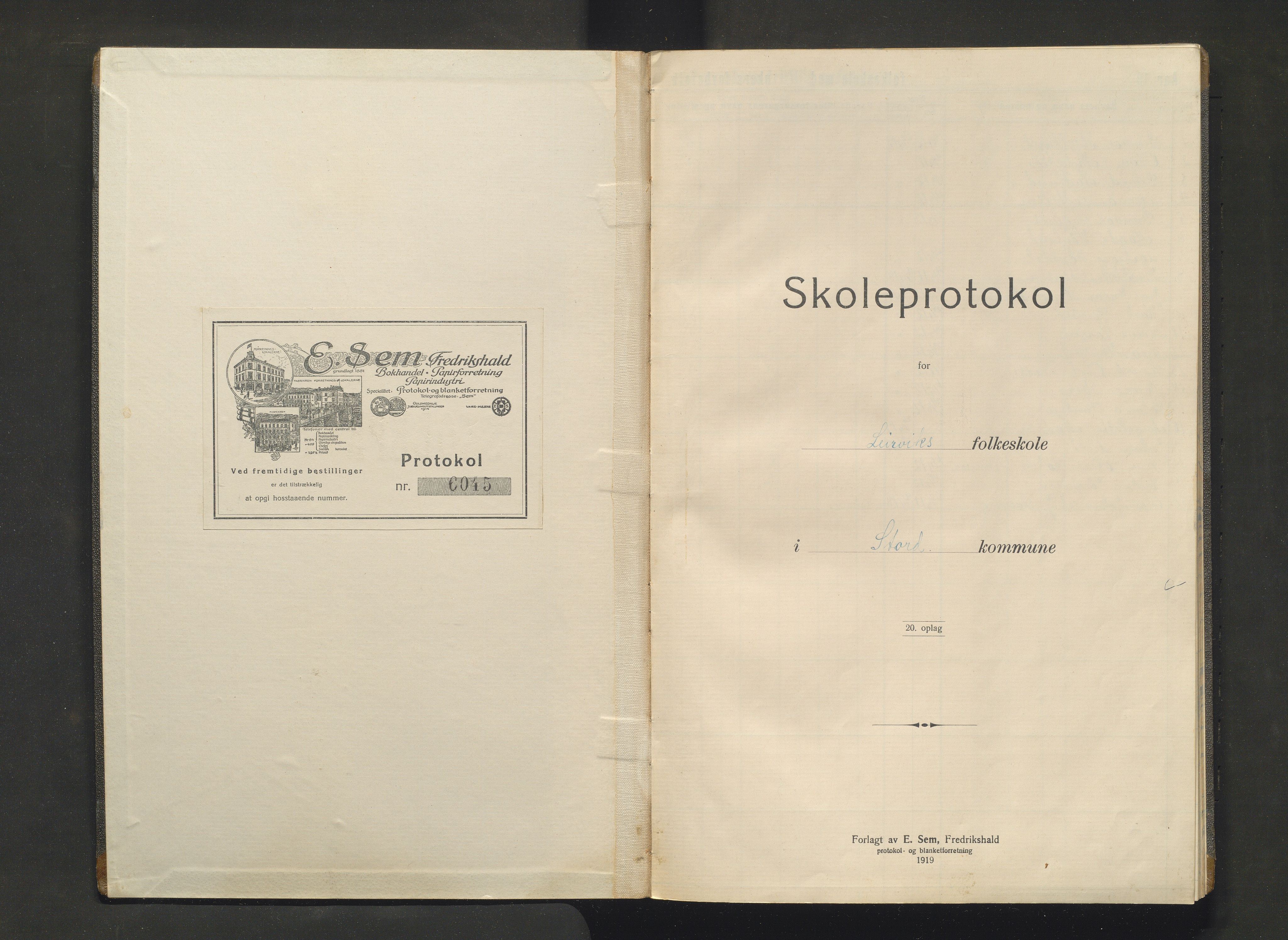 Stord kommune. Barneskulane, IKAH/1221-231/F/Fa/L0011: Skuleprotokoll for Leirvik skule, 1919-1931