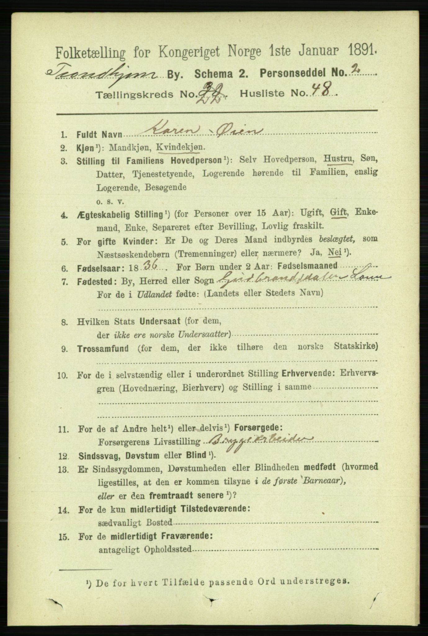 RA, 1891 census for 1601 Trondheim, 1891, p. 17187