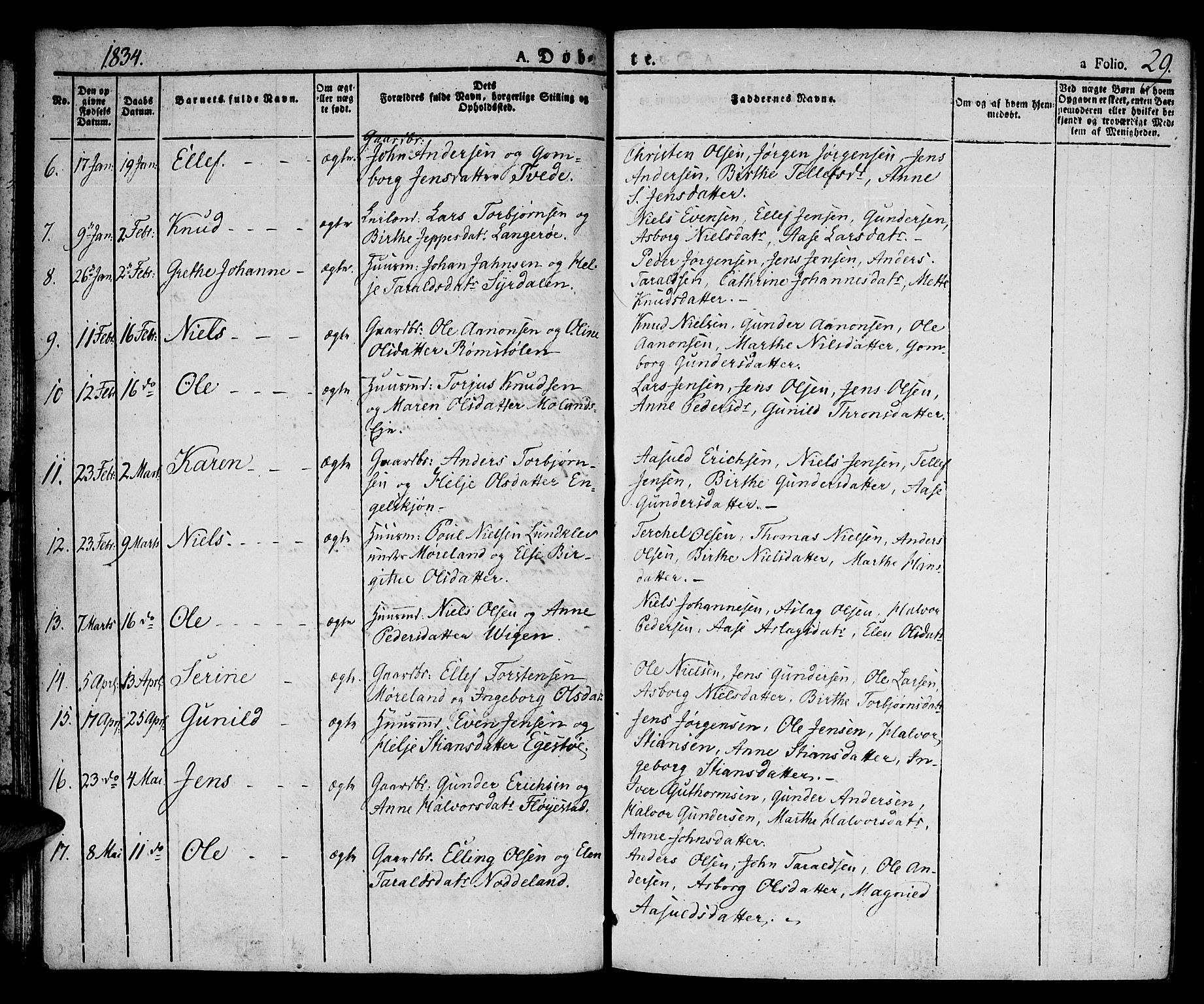 Austre Moland sokneprestkontor, SAK/1111-0001/F/Fa/Faa/L0005: Parish register (official) no. A 5, 1825-1837, p. 29