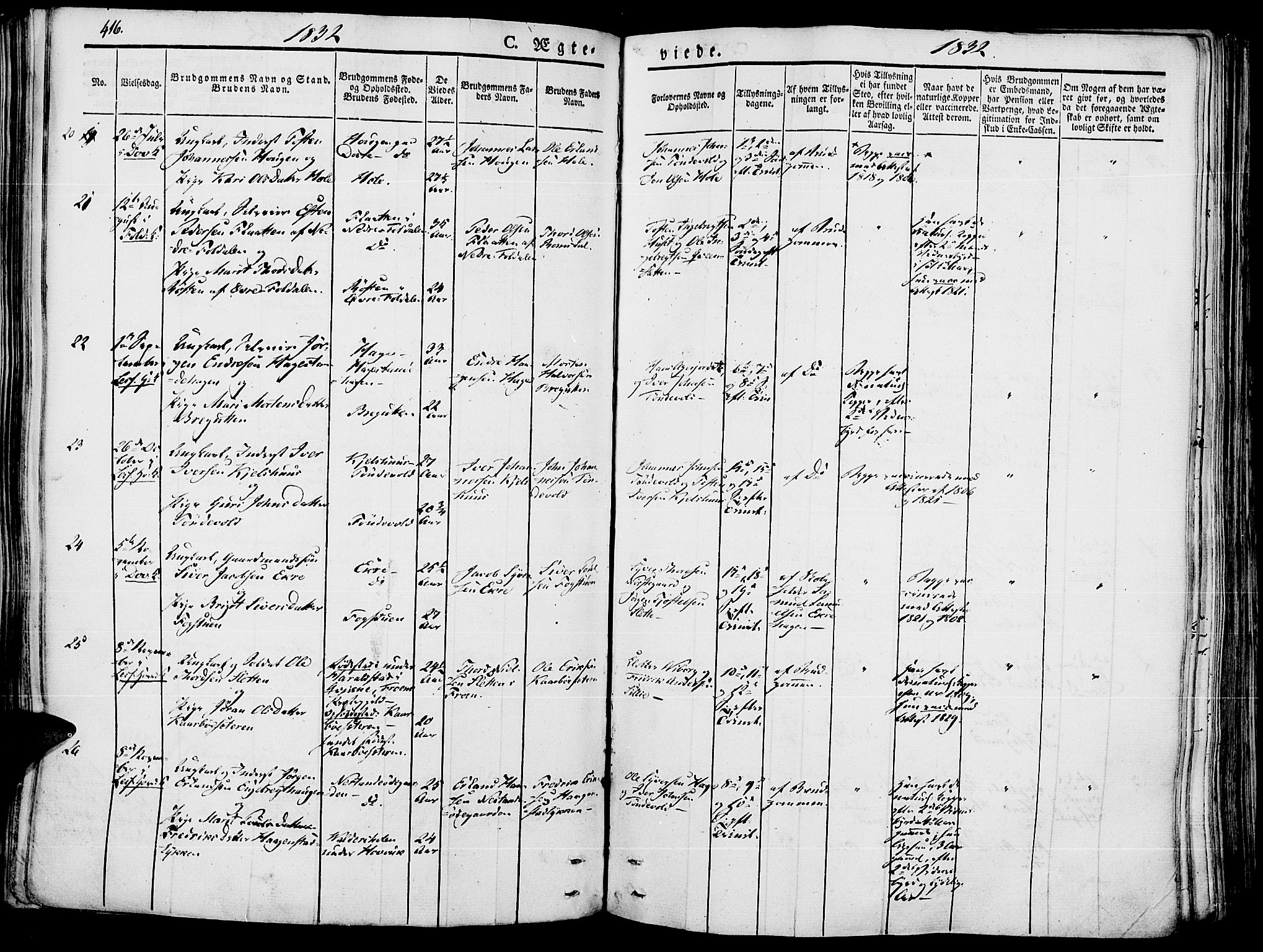 Lesja prestekontor, SAH/PREST-068/H/Ha/Haa/L0005: Parish register (official) no. 5, 1830-1842, p. 416