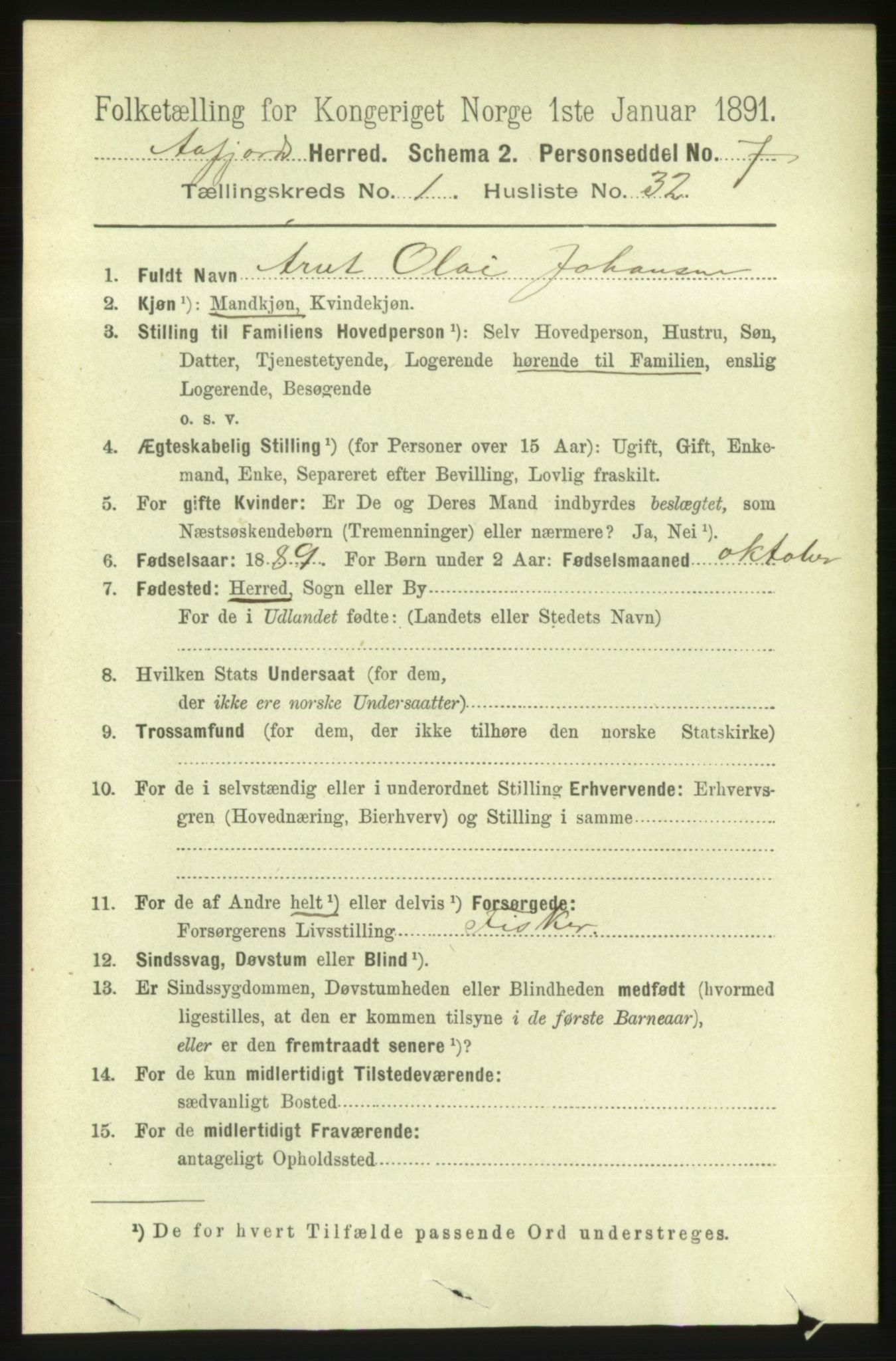 RA, 1891 census for 1630 Åfjord, 1891, p. 338