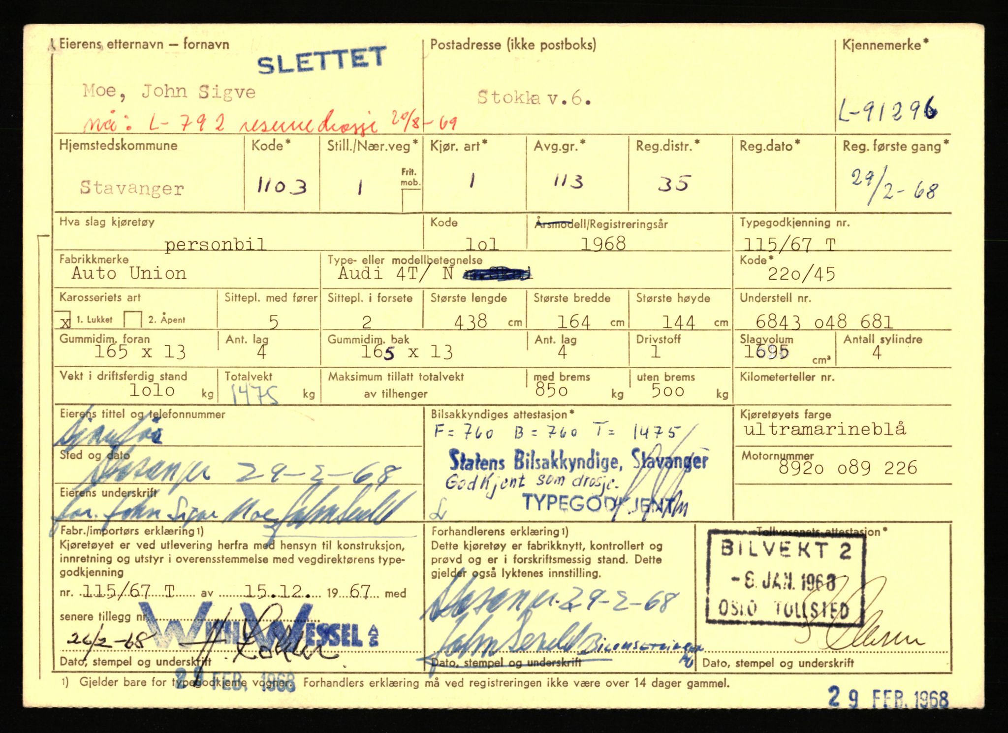 Stavanger trafikkstasjon, AV/SAST-A-101942/0/F/L0075: L-88800 - L-92499, 1930-1971, p. 1618