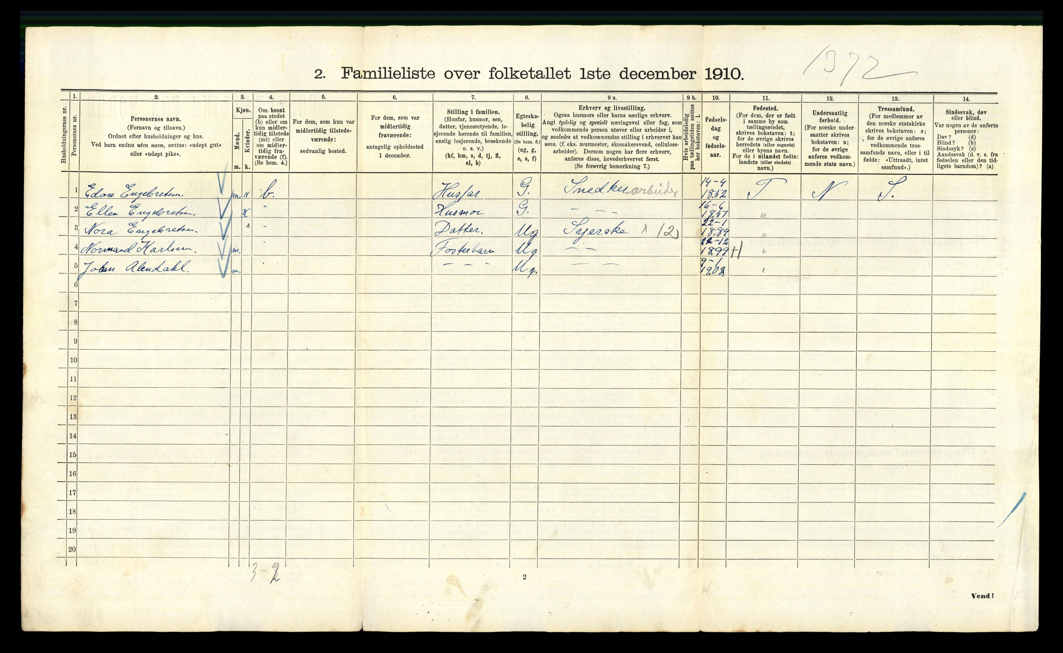 RA, 1910 census for Kristiania, 1910, p. 93656