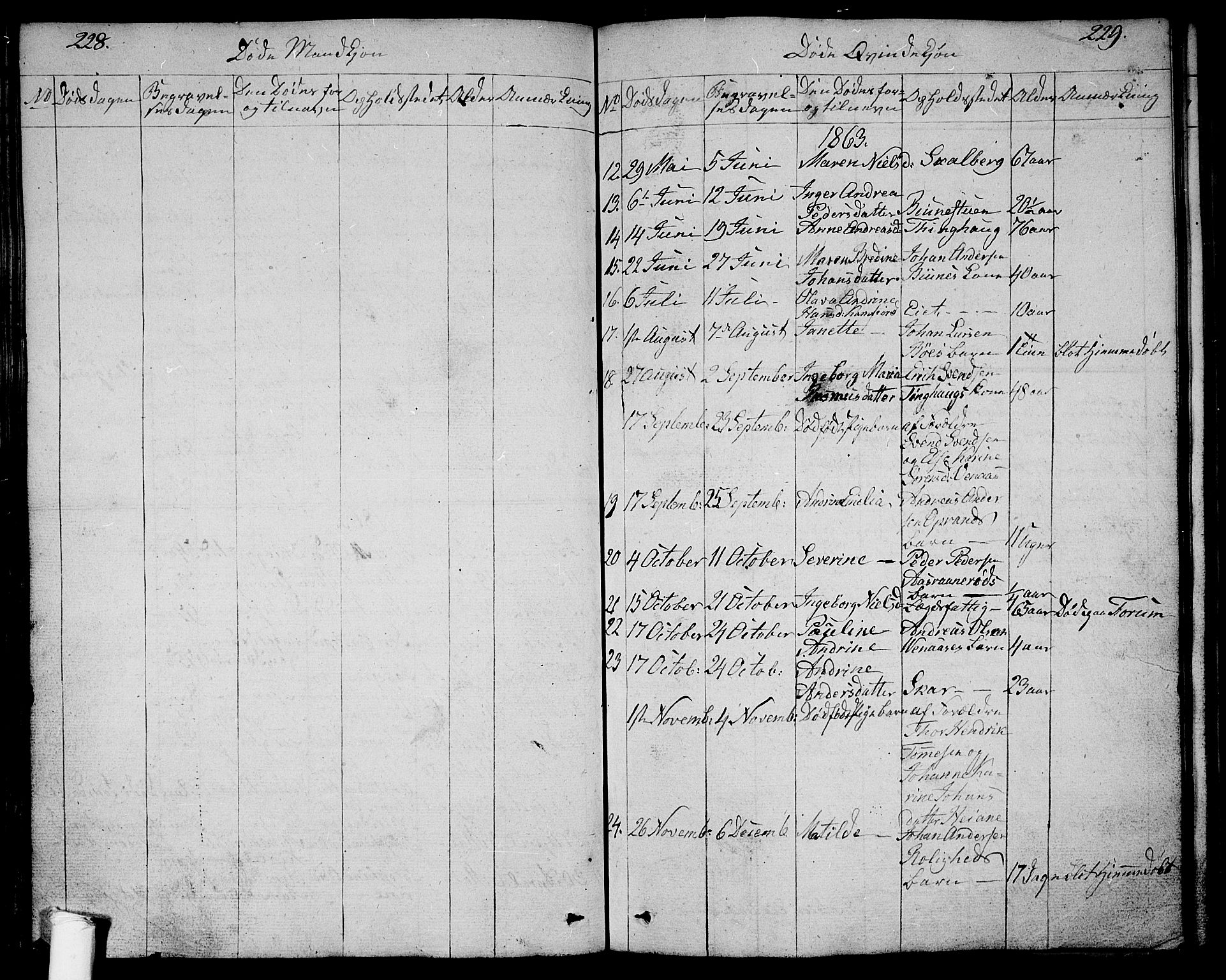 Ramnes kirkebøker, SAKO/A-314/G/Ga/L0002: Parish register (copy) no. I 2, 1848-1870, p. 228-229