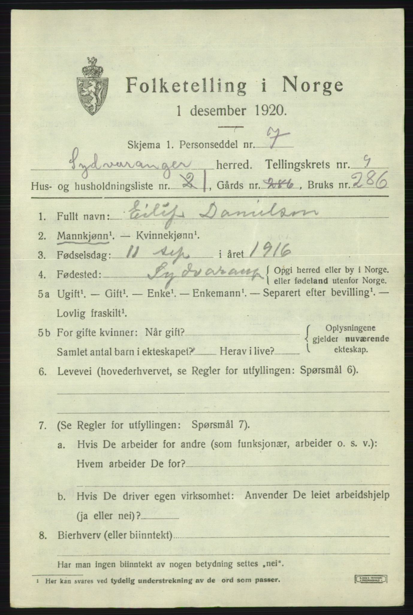 SATØ, 1920 census for Sør-Varanger, 1920, p. 6006