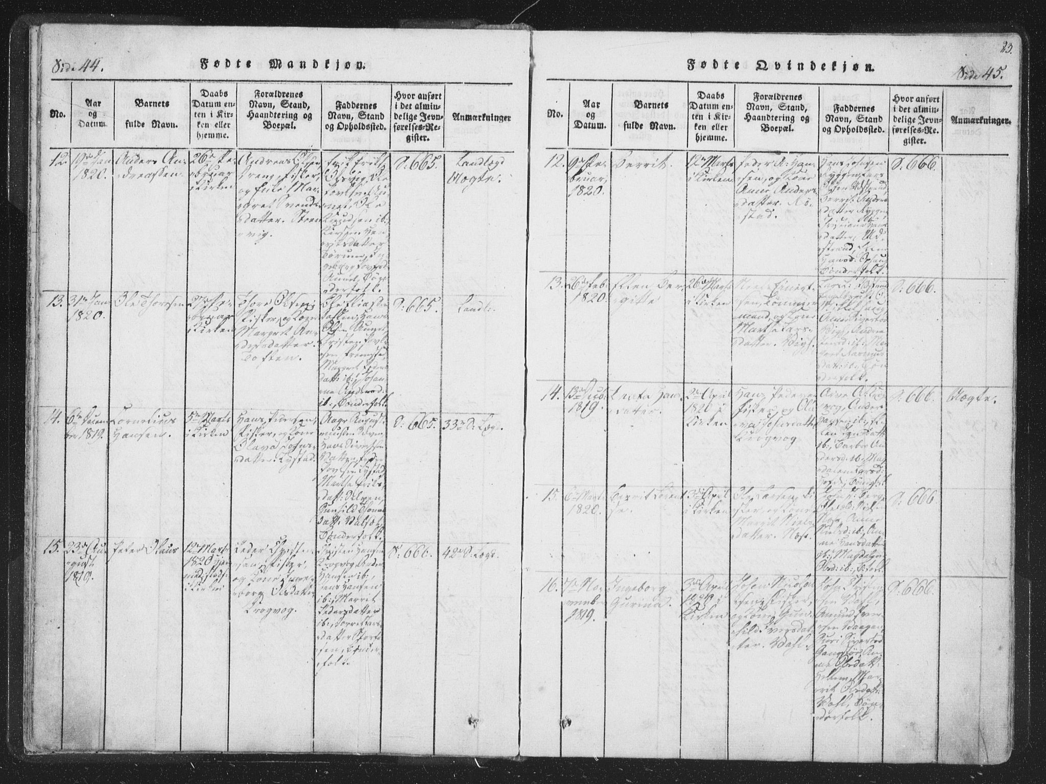 Ministerialprotokoller, klokkerbøker og fødselsregistre - Sør-Trøndelag, AV/SAT-A-1456/659/L0734: Parish register (official) no. 659A04, 1818-1825, p. 44-45