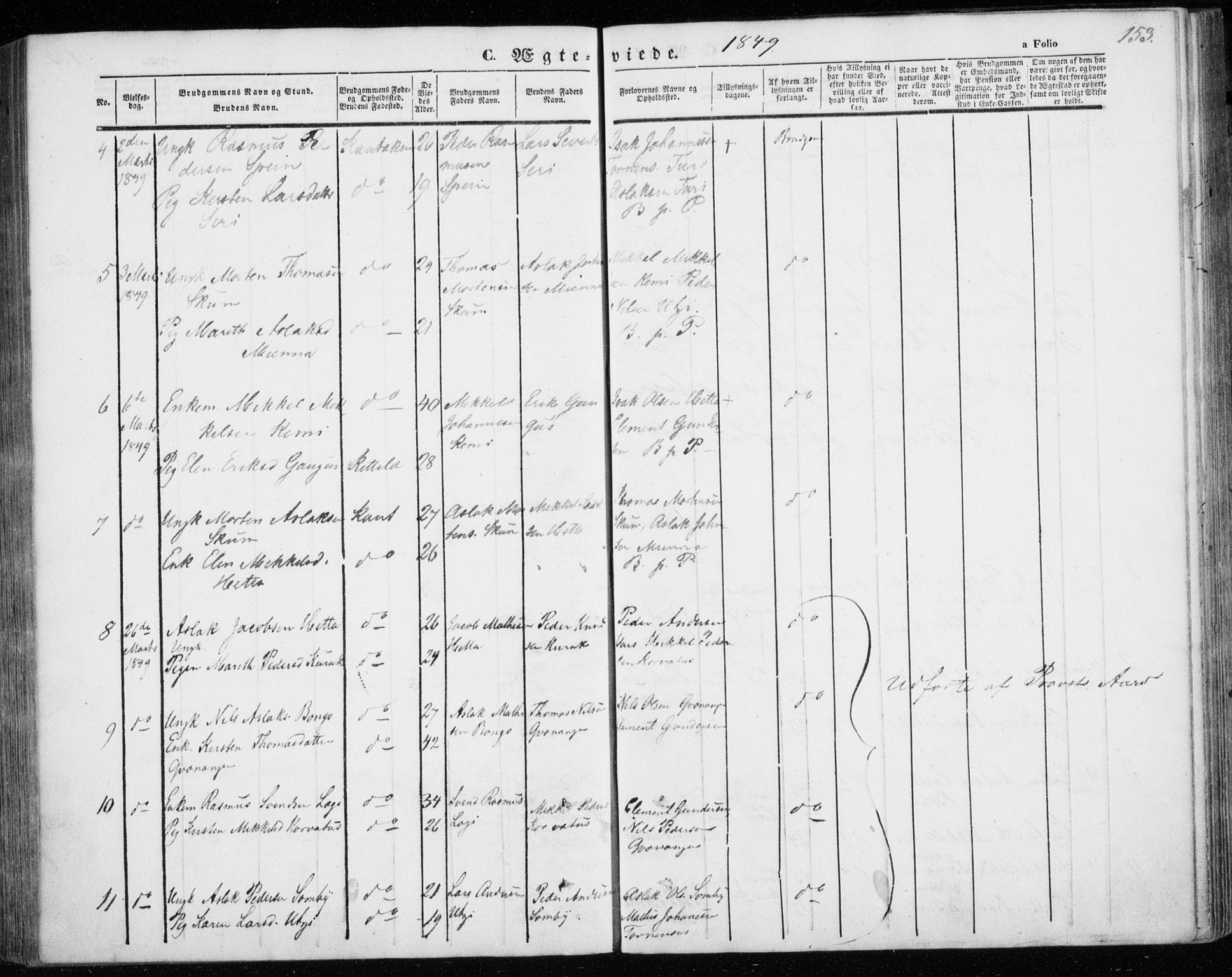 Kautokeino sokneprestembete, SATØ/S-1340/H/Ha/L0002.kirke: Parish register (official) no. 2, 1843-1861, p. 153
