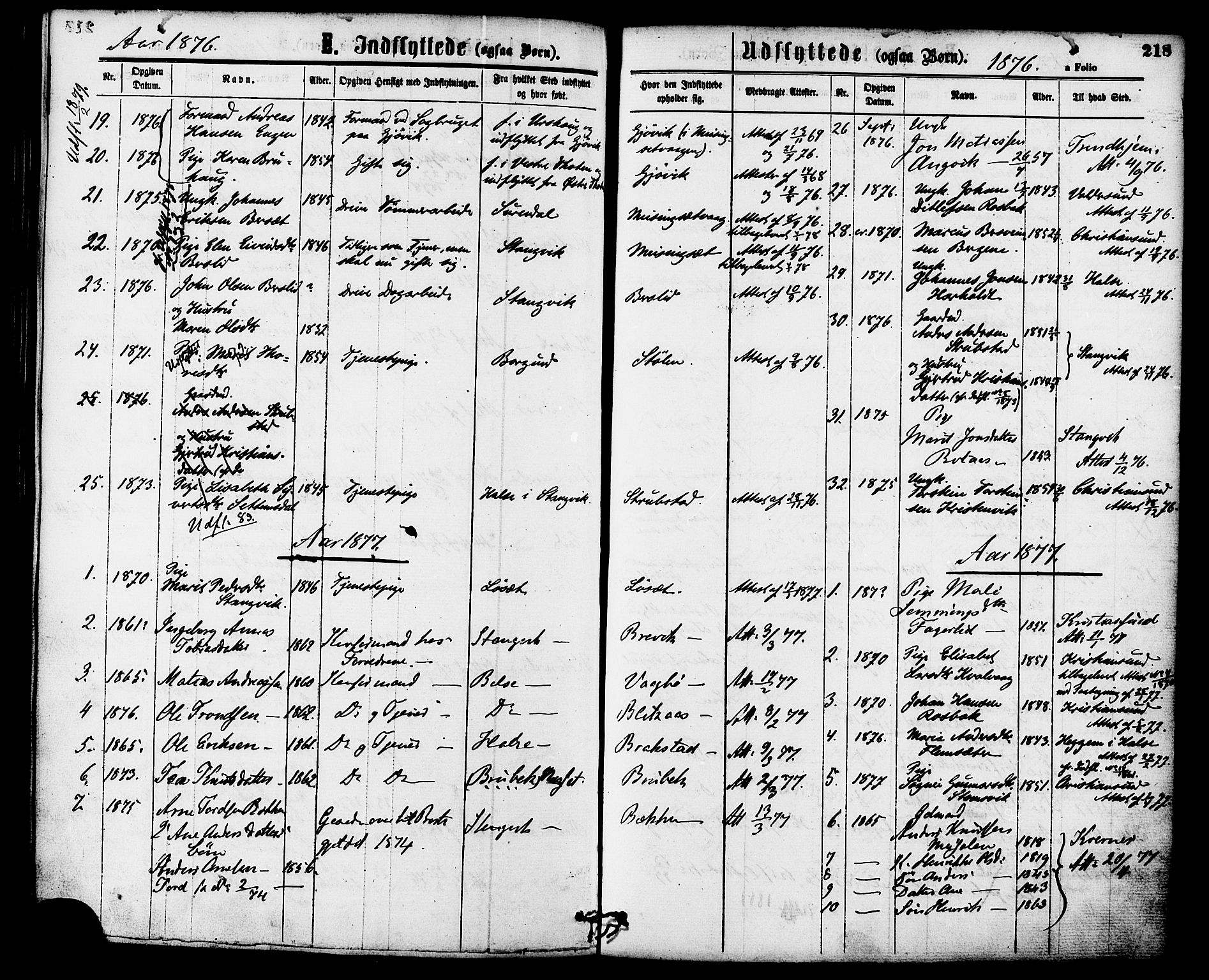Ministerialprotokoller, klokkerbøker og fødselsregistre - Møre og Romsdal, SAT/A-1454/586/L0986: Parish register (official) no. 586A12, 1867-1878, p. 218