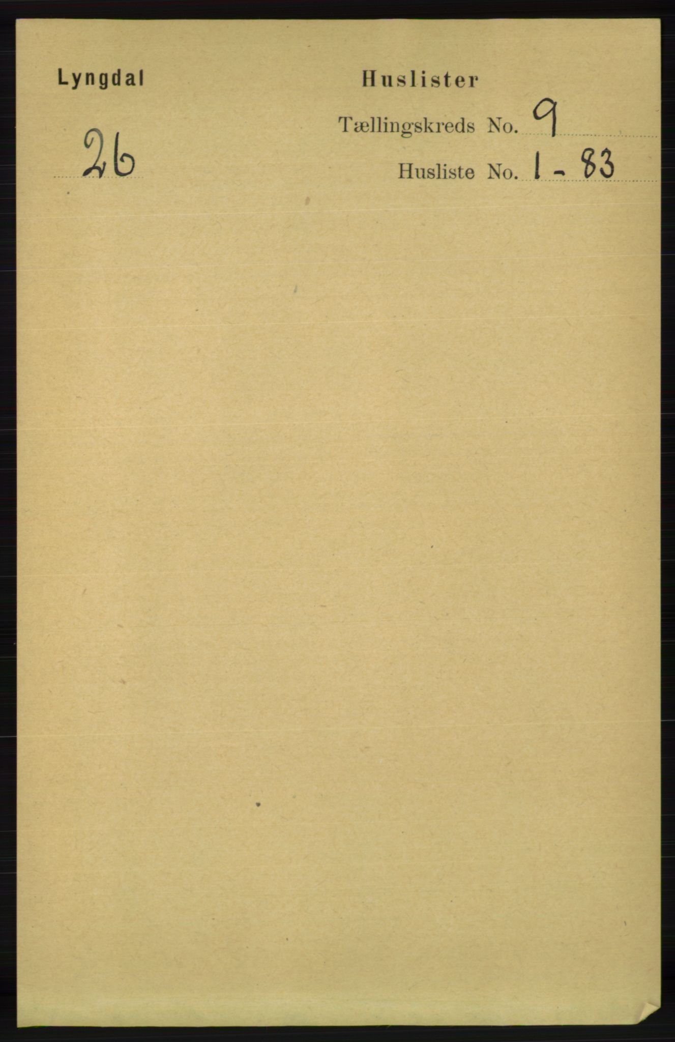 RA, 1891 census for 1032 Lyngdal, 1891, p. 3608