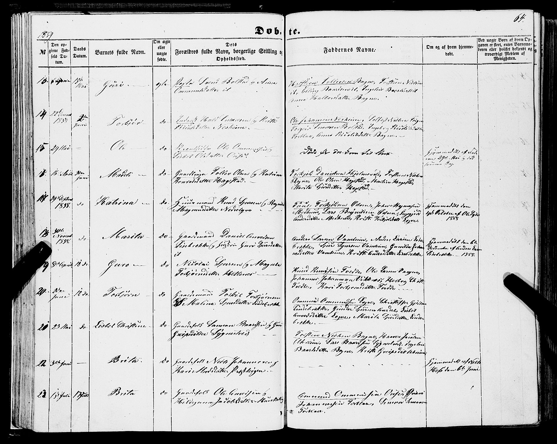 Ulvik sokneprestembete, AV/SAB-A-78801/H/Haa: Parish register (official) no. A 13, 1853-1863, p. 64