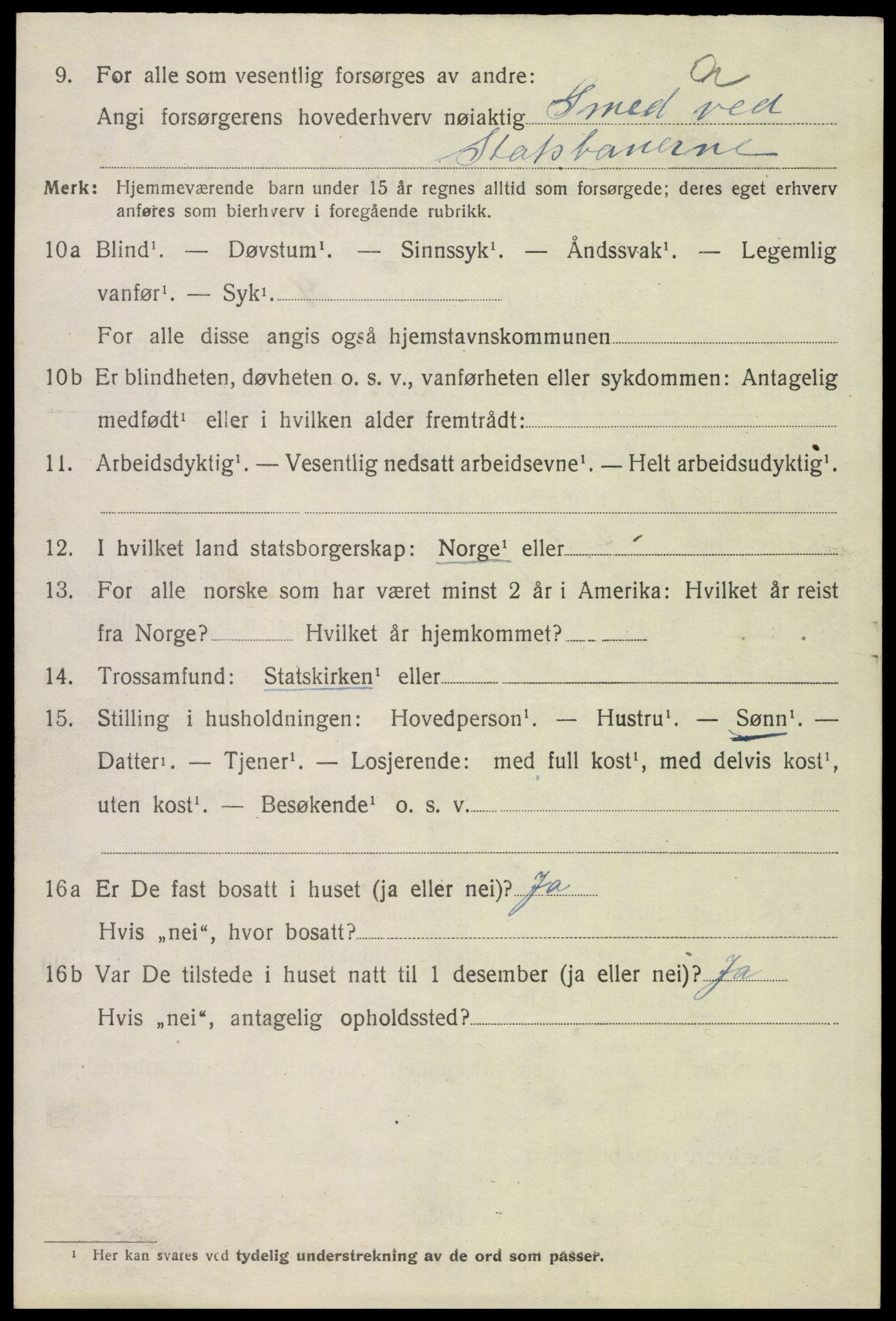 SAH, 1920 census for Vinger, 1920, p. 3225