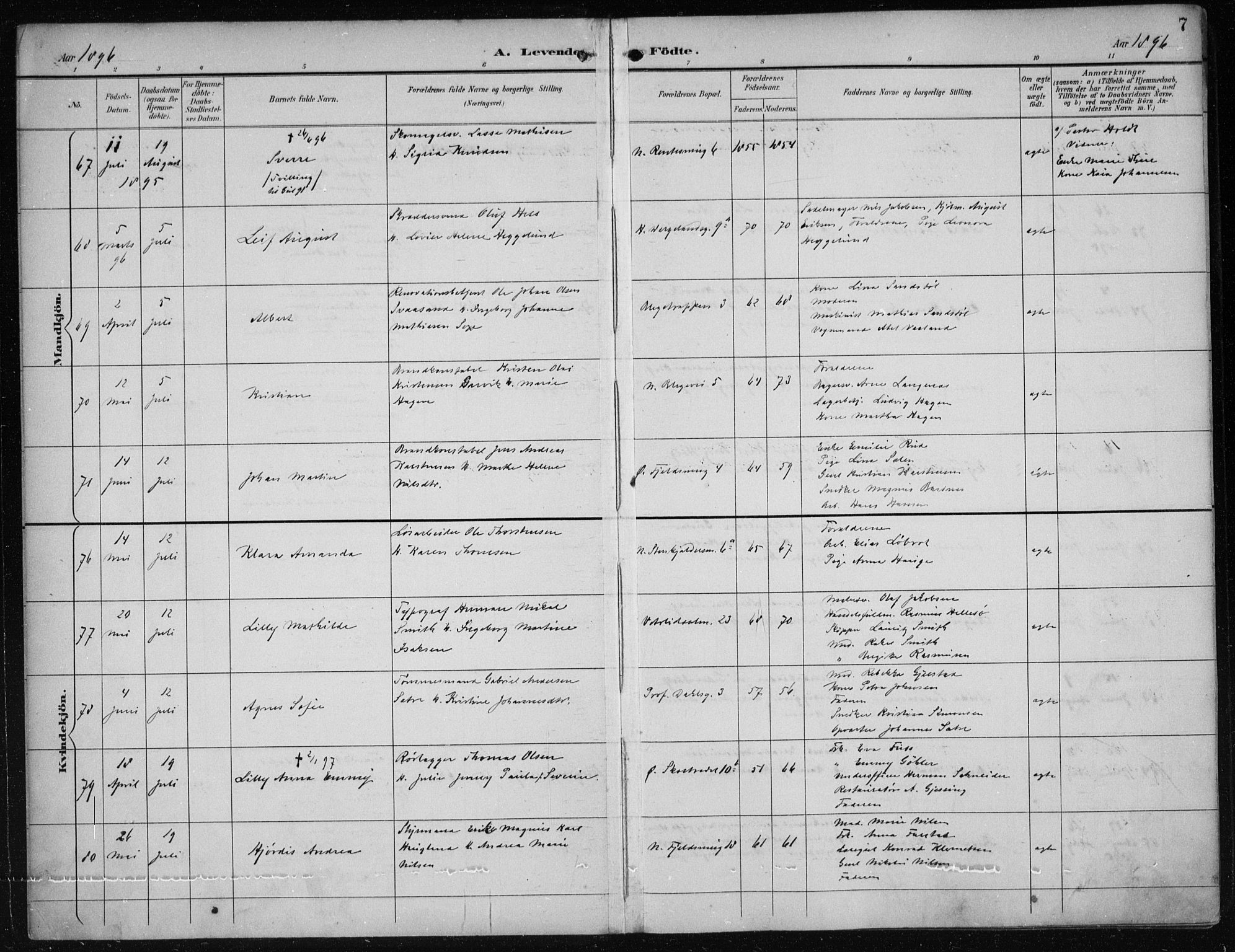 Korskirken sokneprestembete, SAB/A-76101/H/Hab: Parish register (copy) no. B 10, 1896-1905, p. 7