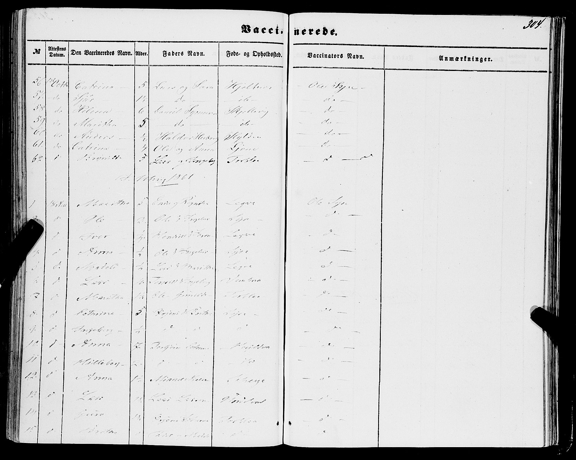 Ulvik sokneprestembete, SAB/A-78801/H/Haa: Parish register (official) no. A 13, 1853-1863, p. 304