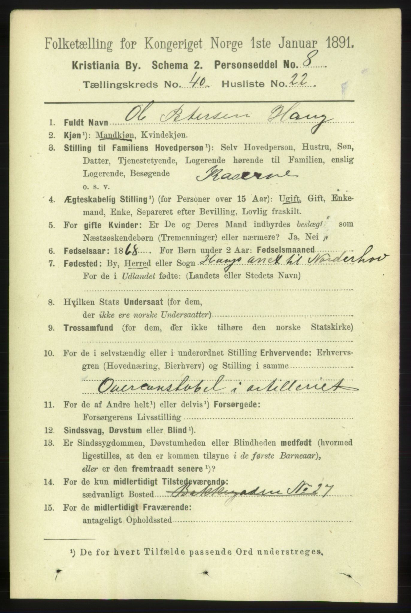 RA, 1891 census for 0301 Kristiania, 1891, p. 23618
