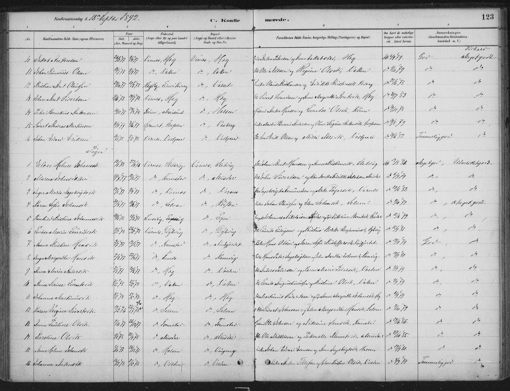 Ministerialprotokoller, klokkerbøker og fødselsregistre - Sør-Trøndelag, AV/SAT-A-1456/662/L0755: Parish register (official) no. 662A01, 1879-1905, p. 123