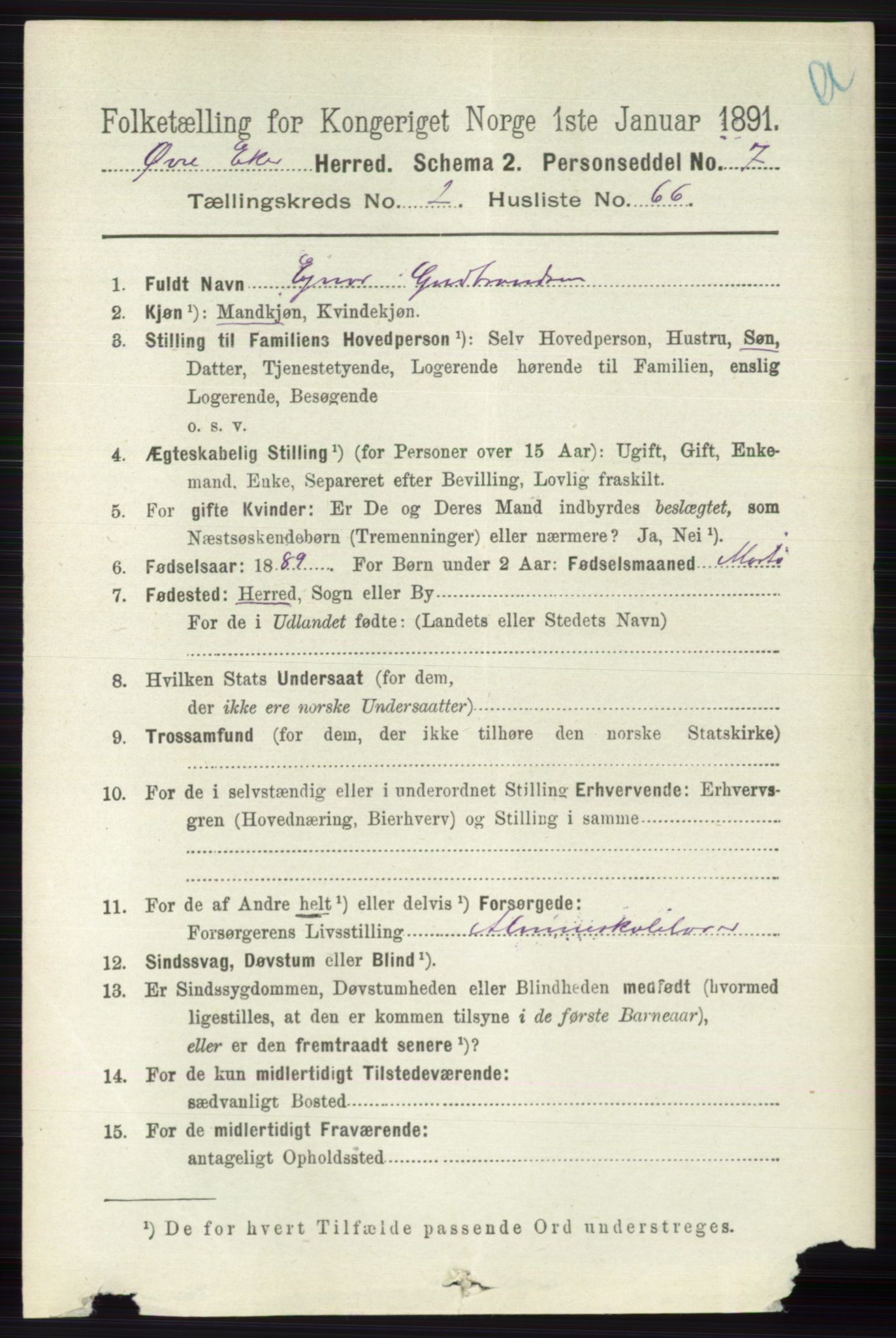 RA, 1891 census for 0624 Øvre Eiker, 1891, p. 920