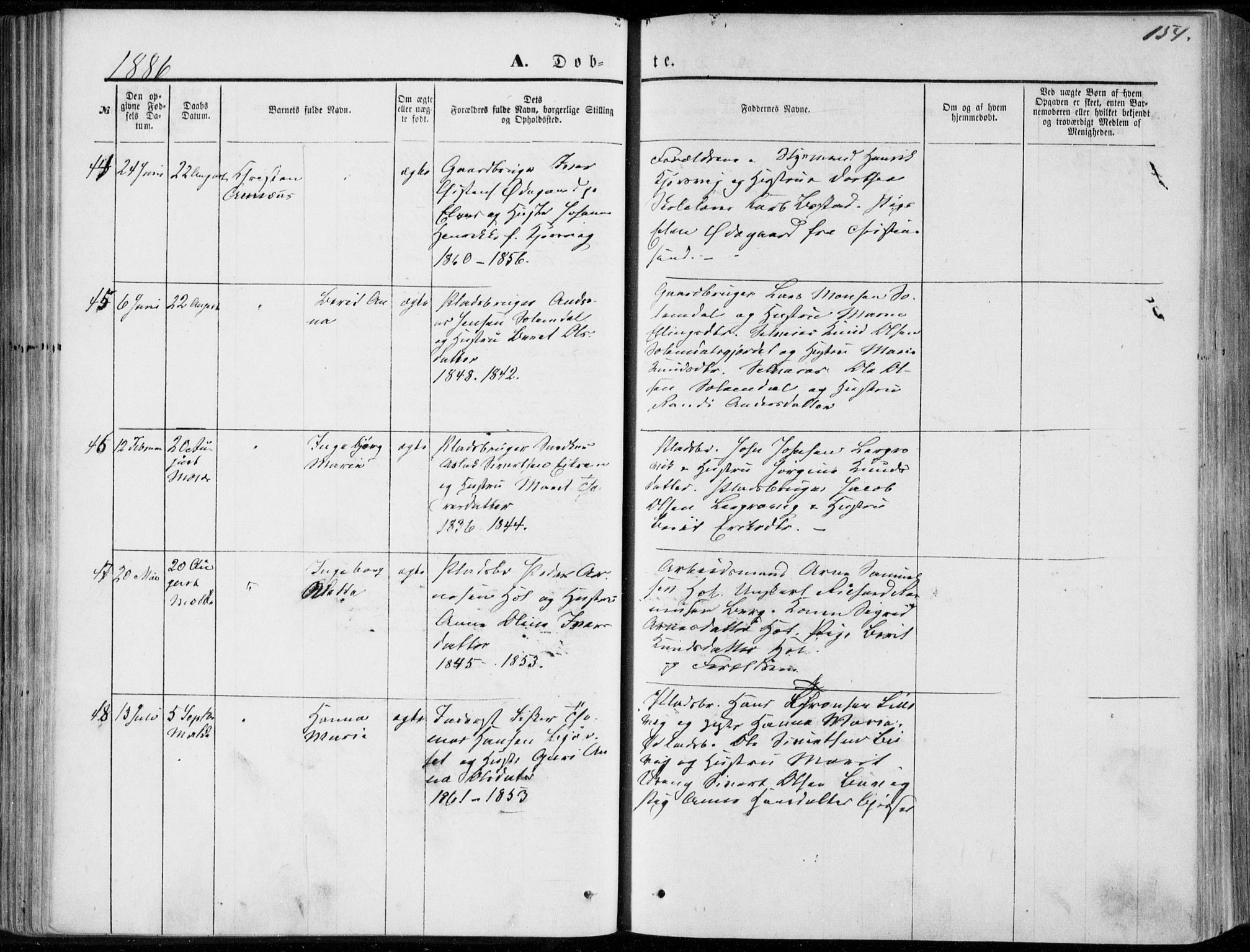 Ministerialprotokoller, klokkerbøker og fødselsregistre - Møre og Romsdal, AV/SAT-A-1454/555/L0655: Parish register (official) no. 555A05, 1869-1886, p. 154