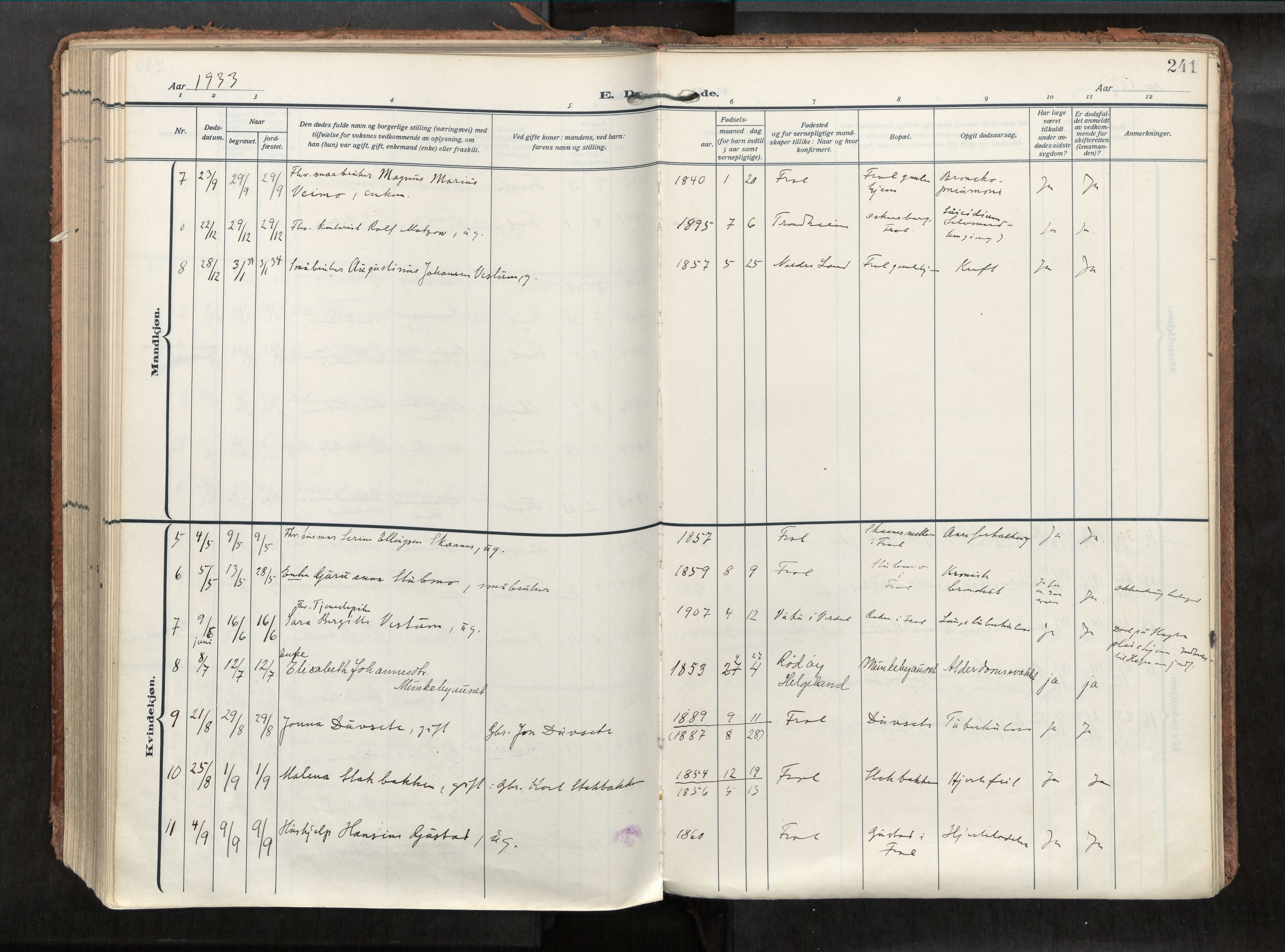 Levanger sokneprestkontor, SAT/A-1301/2/H/Haa/L0002: Parish register (official) no. 2, 1912-1935, p. 241