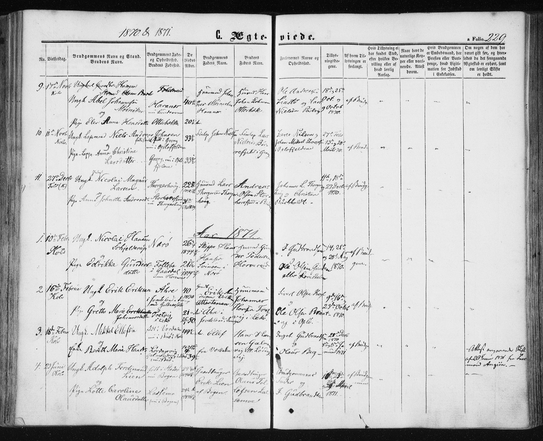 Ministerialprotokoller, klokkerbøker og fødselsregistre - Nord-Trøndelag, AV/SAT-A-1458/780/L0641: Parish register (official) no. 780A06, 1857-1874, p. 229