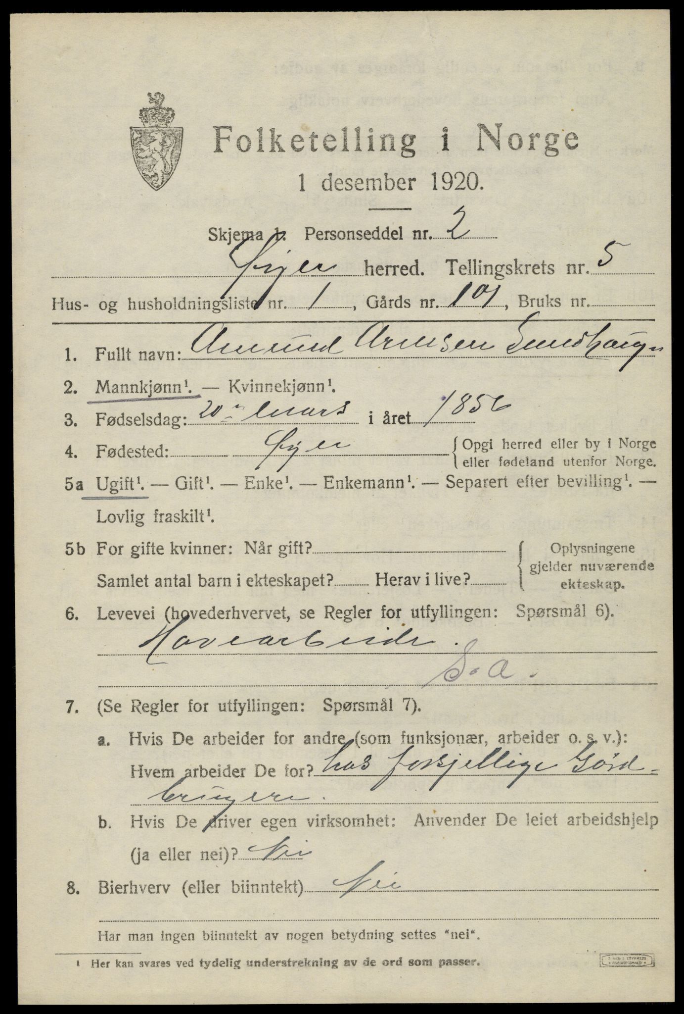 SAH, 1920 census for Øyer, 1920, p. 4469