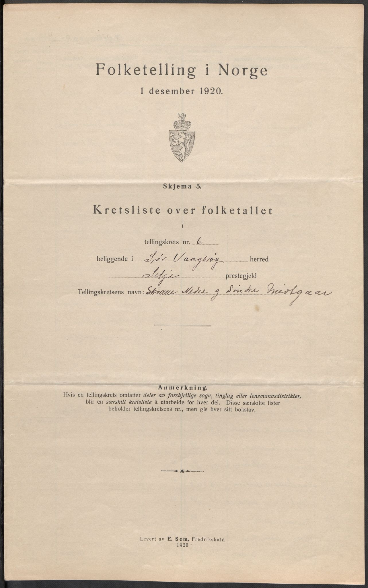 SAB, 1920 census for Sør-Vågsøy, 1920, p. 20