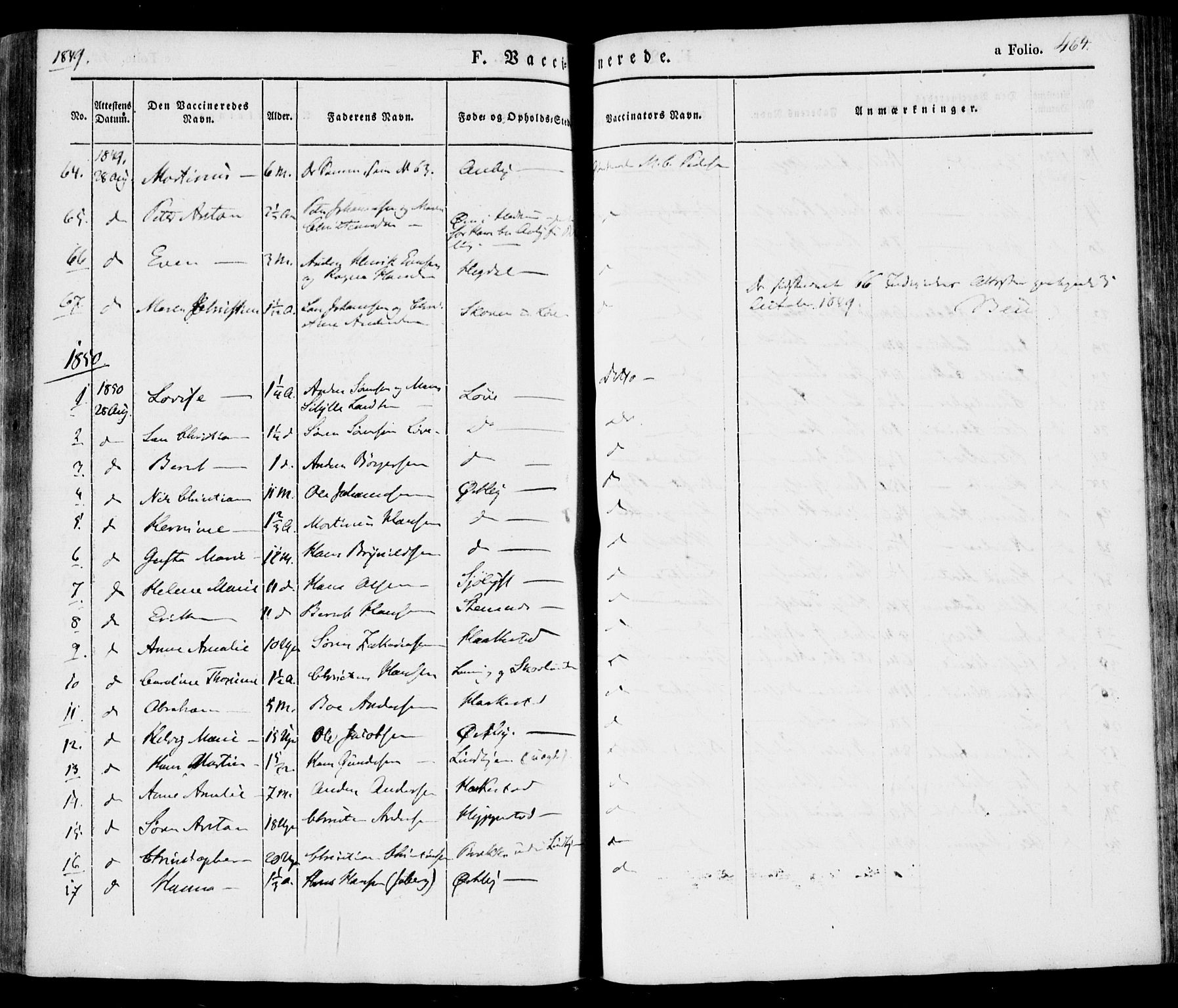 Tjølling kirkebøker, SAKO/A-60/F/Fa/L0006: Parish register (official) no. 6, 1835-1859, p. 464