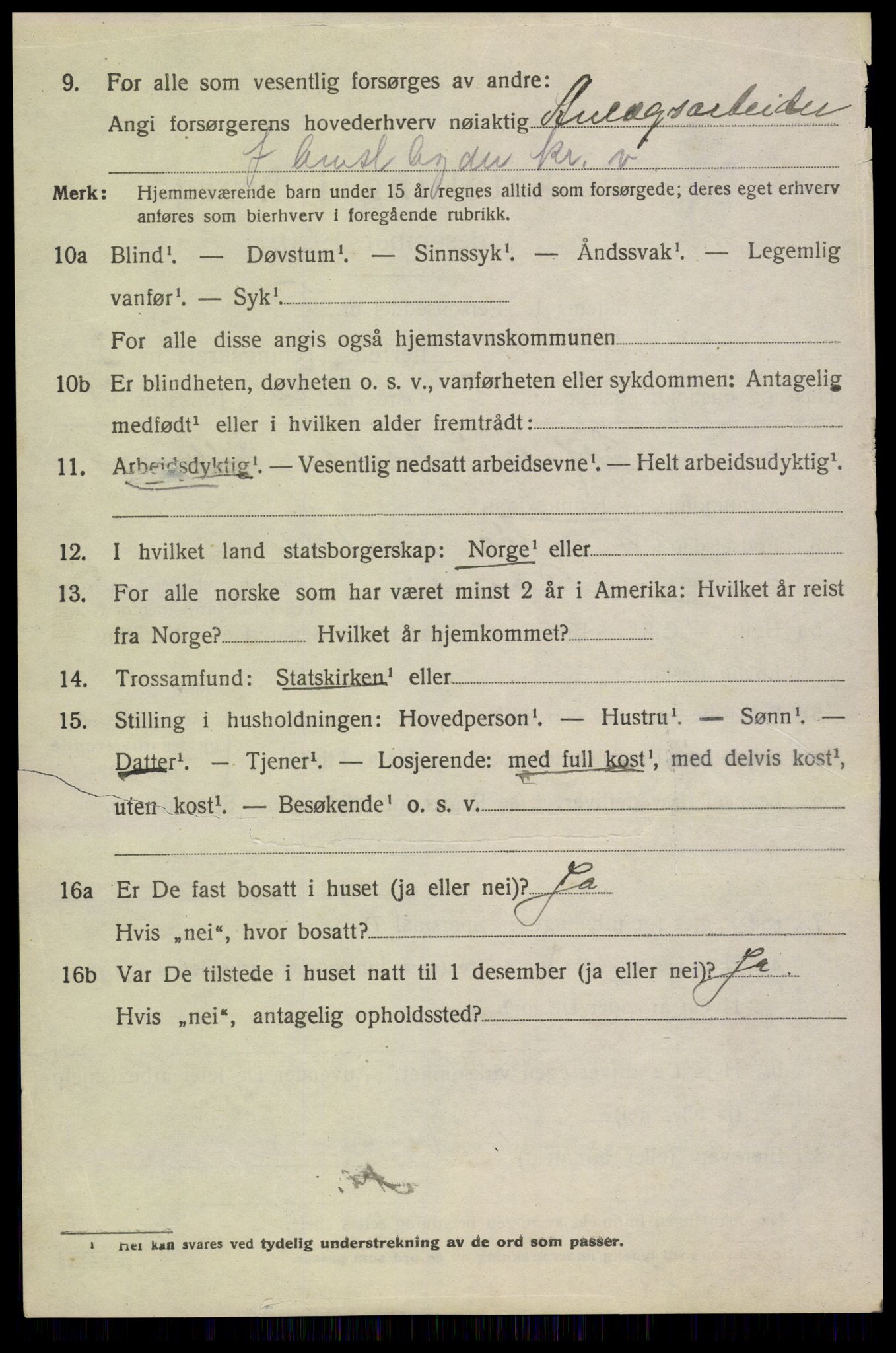 SAK, 1920 census for Åmli, 1920, p. 1406