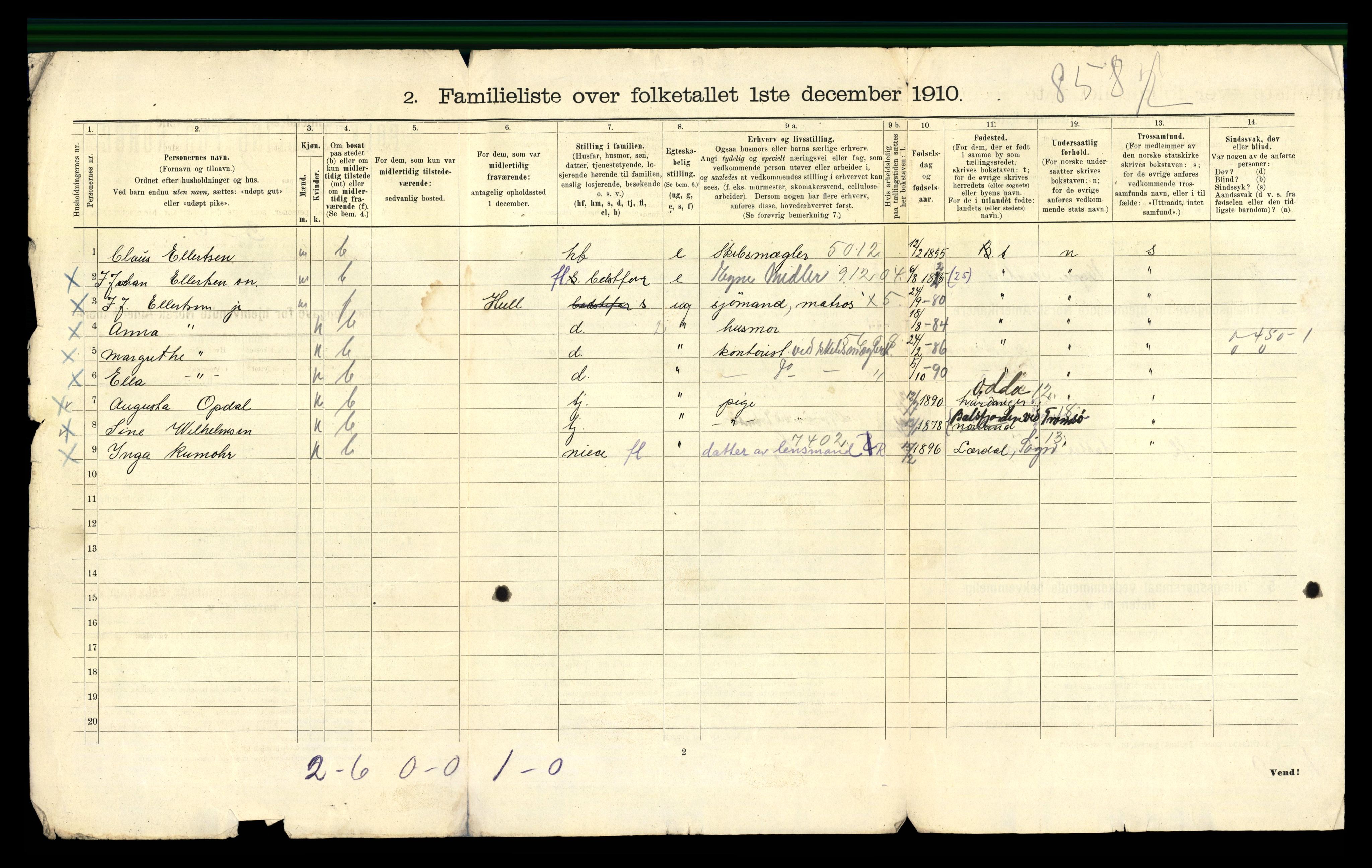 RA, 1910 census for Bergen, 1910, p. 10232