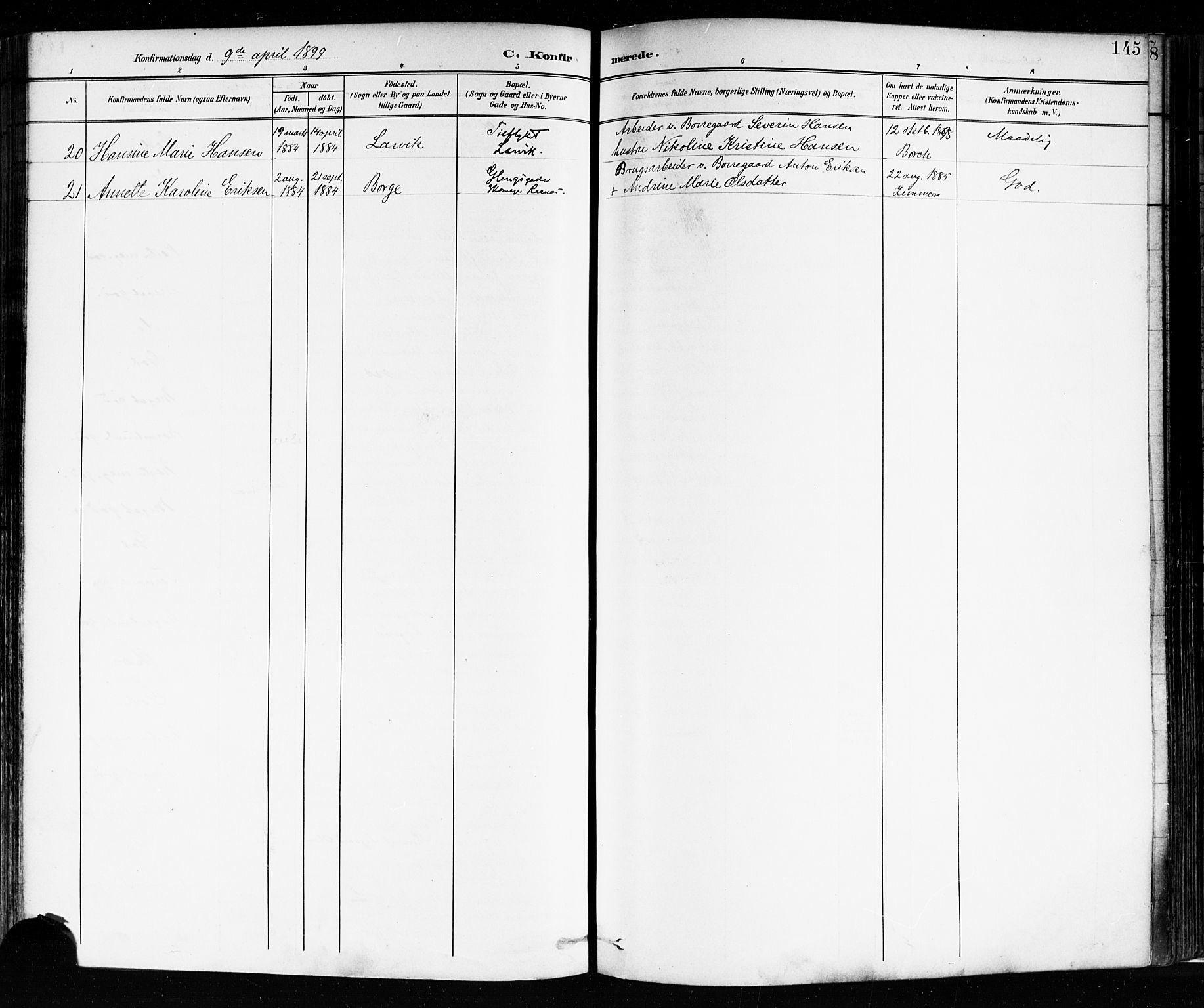 Sarpsborg prestekontor Kirkebøker, AV/SAO-A-2006/F/Fa/L0004: Parish register (official) no. 4, 1892-1899, p. 145