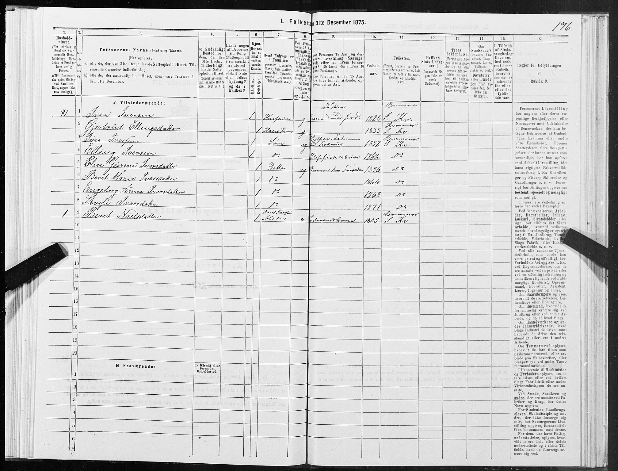 SAT, 1875 census for 1553P Kvernes, 1875, p. 5176