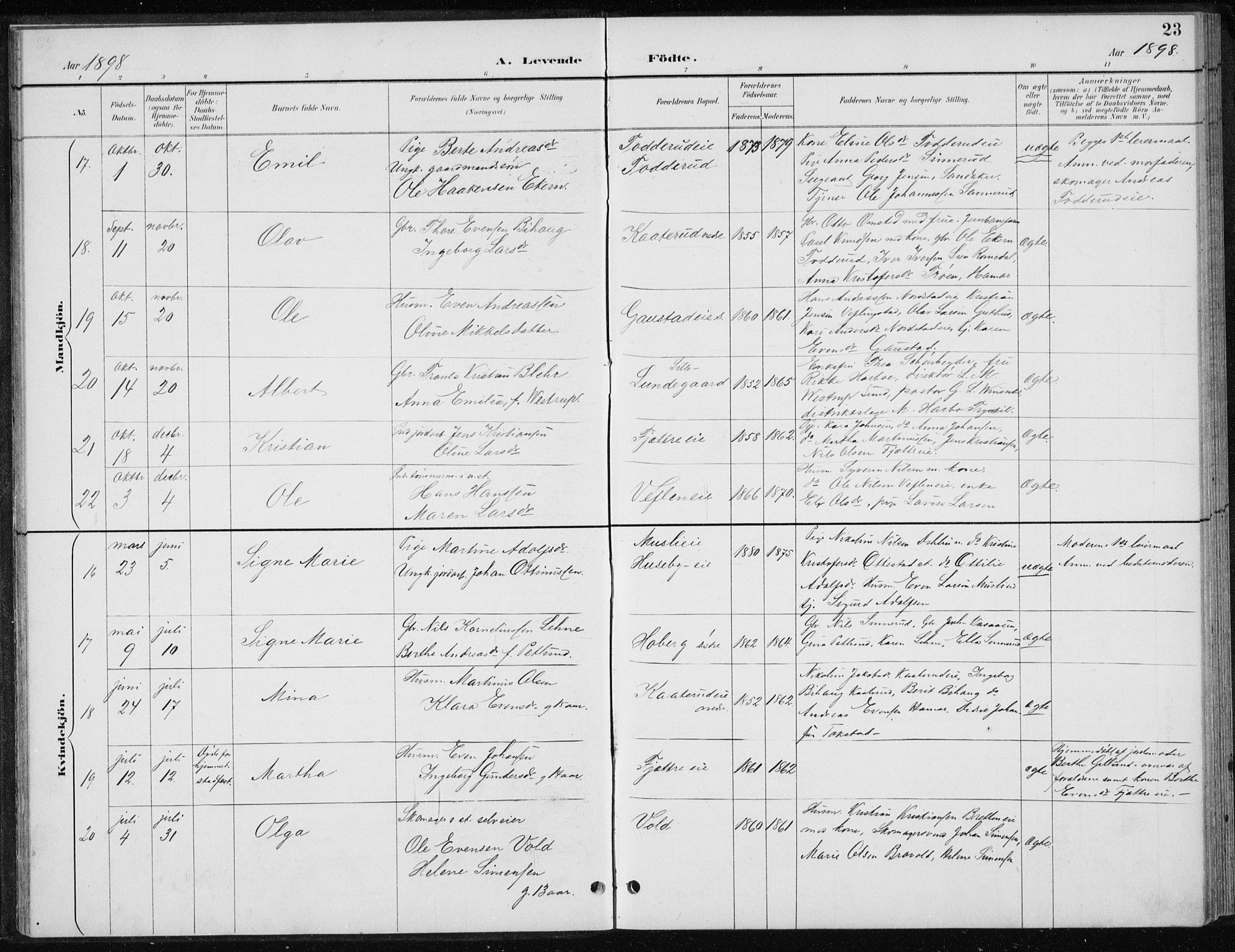 Stange prestekontor, AV/SAH-PREST-002/L/L0010: Parish register (copy) no. 10, 1894-1905, p. 23