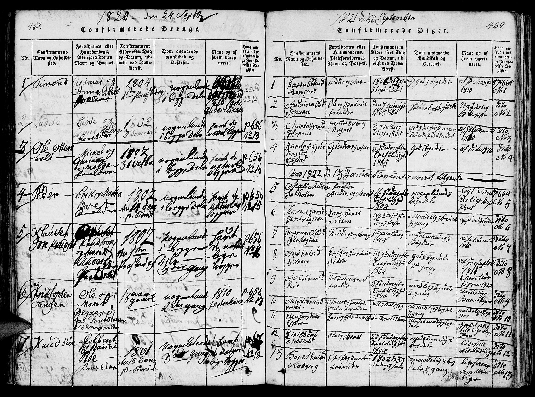 Ministerialprotokoller, klokkerbøker og fødselsregistre - Møre og Romsdal, SAT/A-1454/560/L0718: Parish register (official) no. 560A02, 1817-1844, p. 468-469