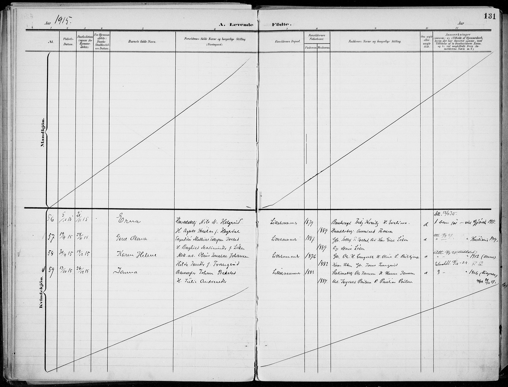 Lillehammer prestekontor, AV/SAH-PREST-088/H/Ha/Haa/L0001: Parish register (official) no. 1, 1901-1916, p. 131