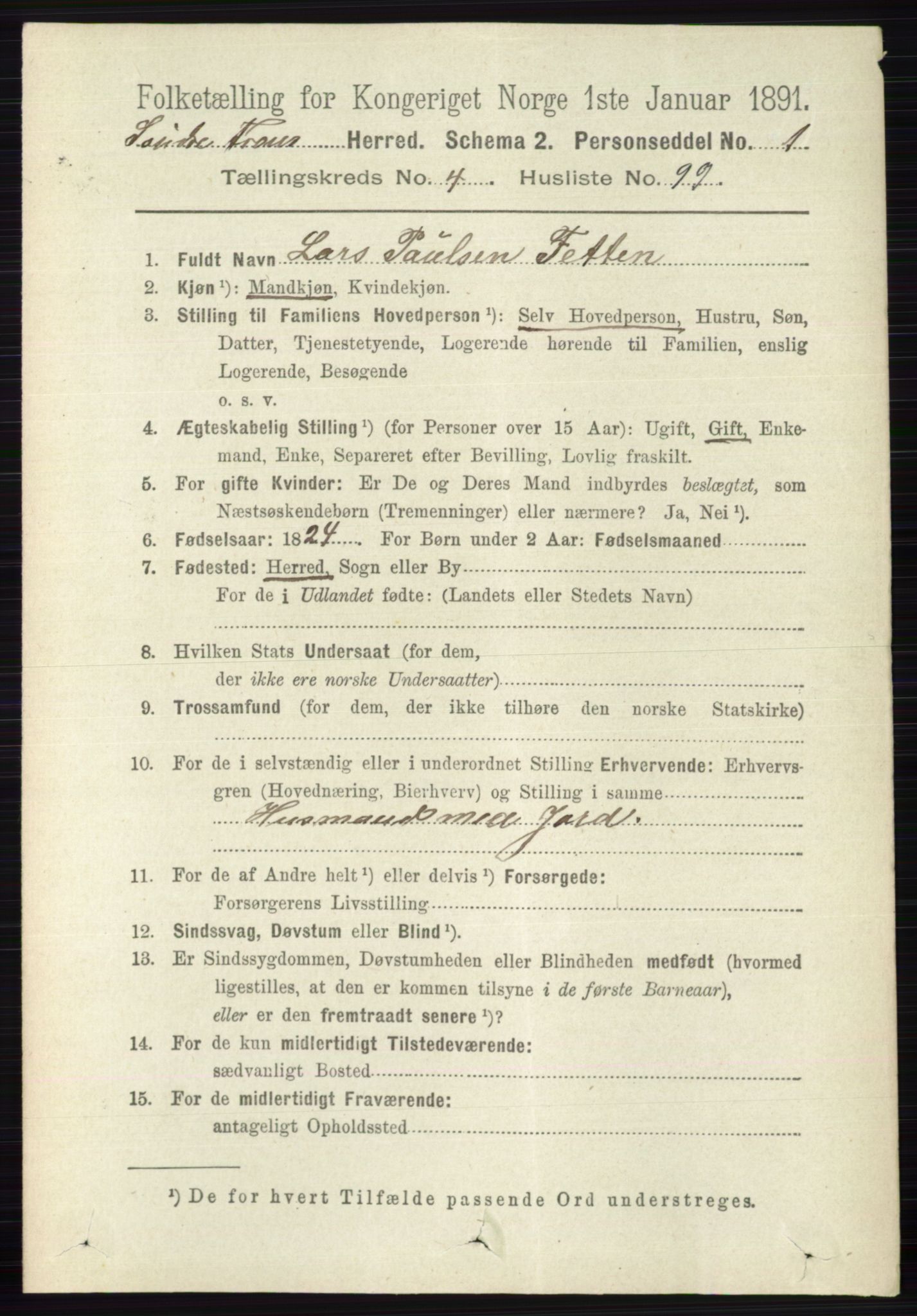 RA, 1891 census for 0519 Sør-Fron, 1891, p. 1946