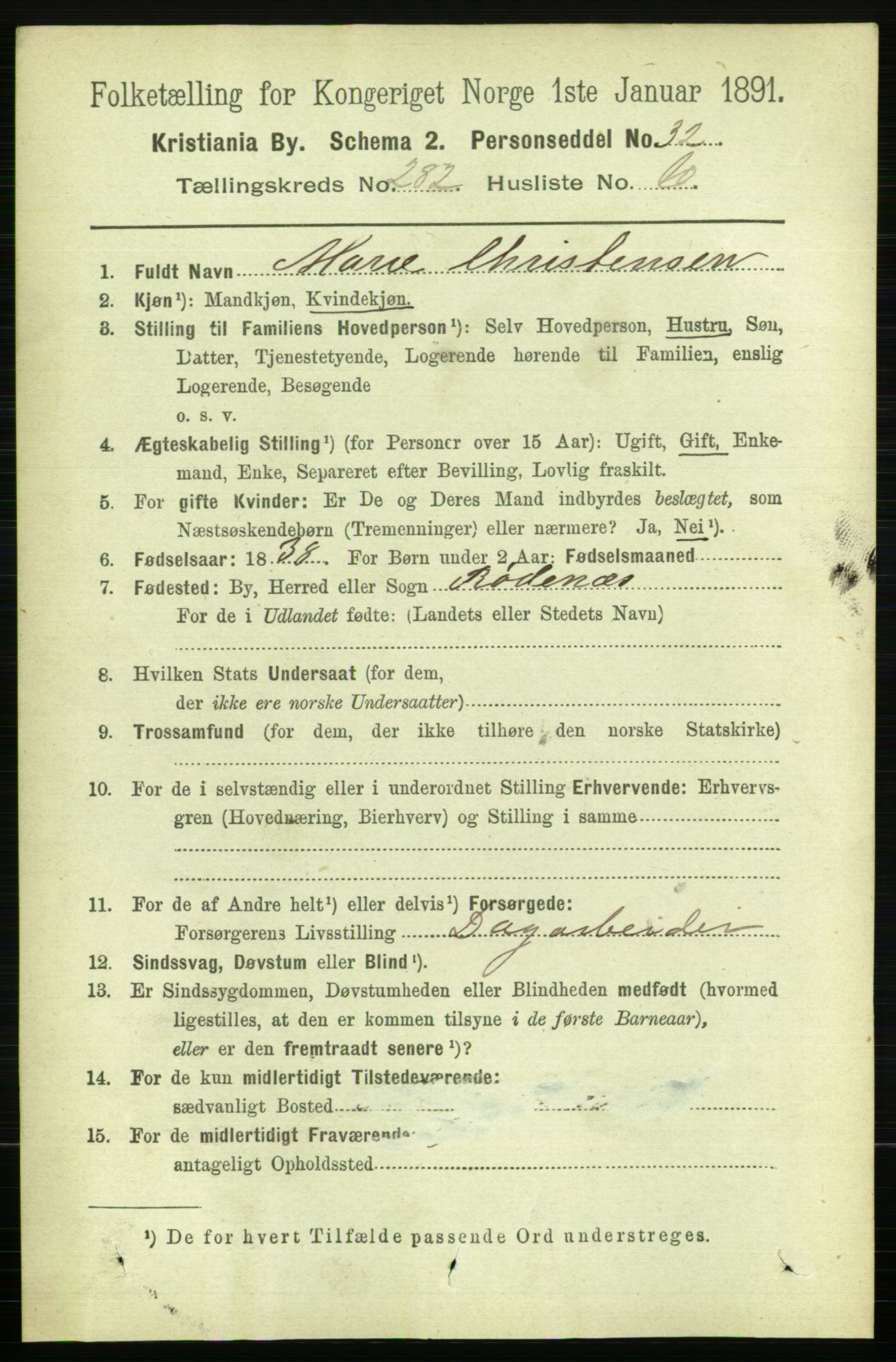 RA, 1891 census for 0301 Kristiania, 1891, p. 171914