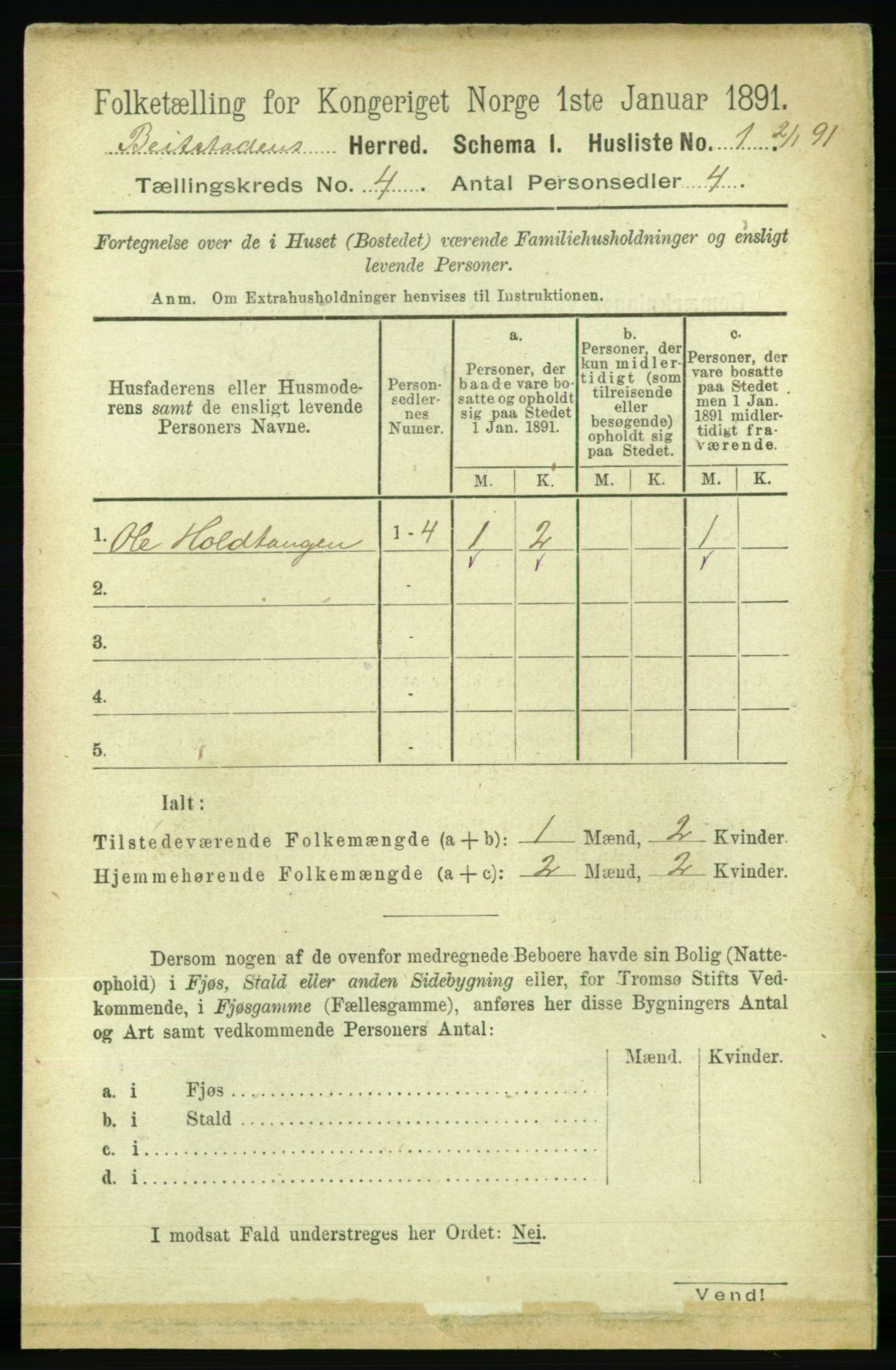 RA, 1891 census for 1727 Beitstad, 1891, p. 966