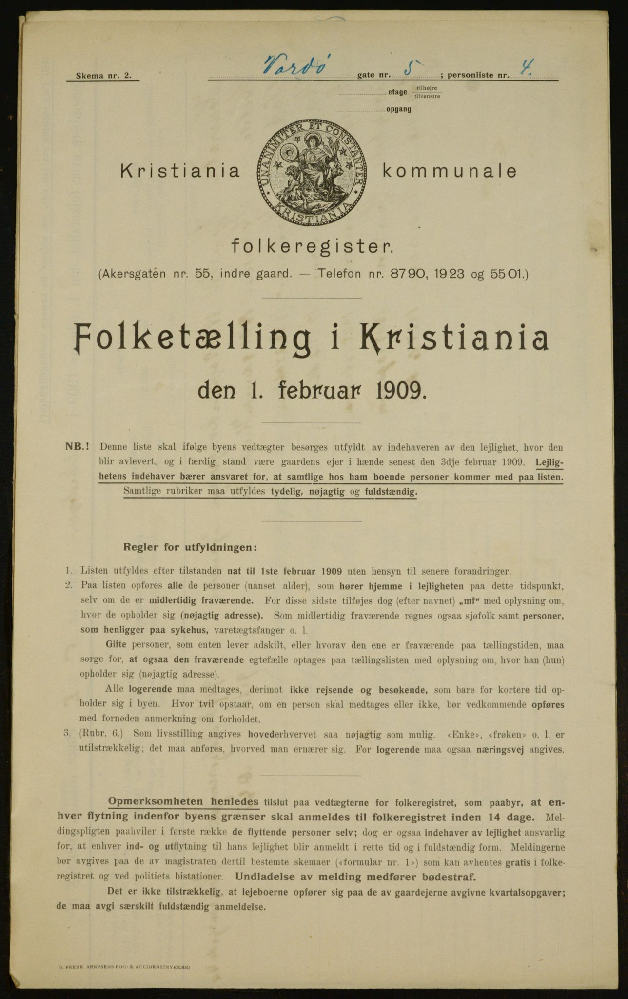 OBA, Municipal Census 1909 for Kristiania, 1909, p. 110604