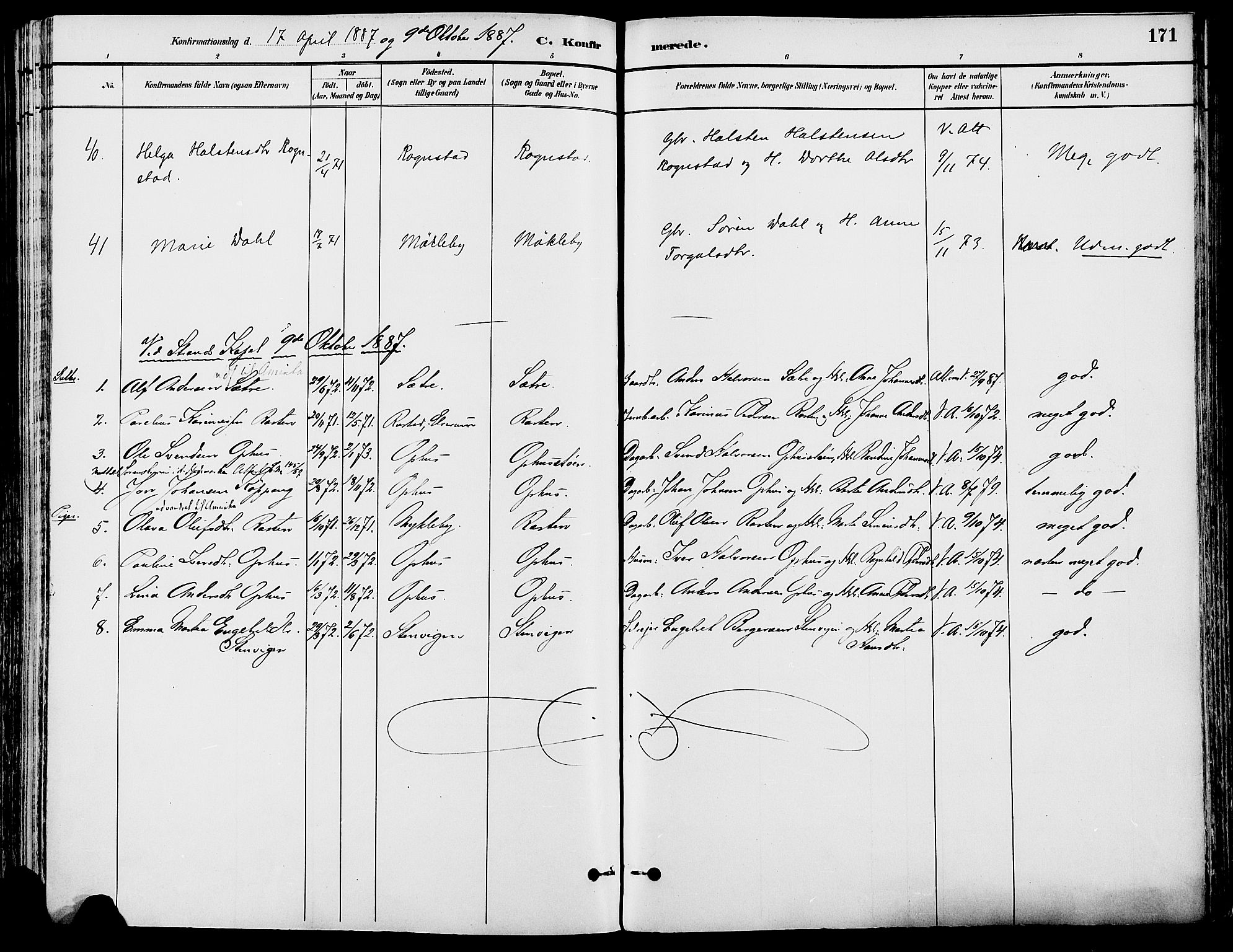 Stor-Elvdal prestekontor, SAH/PREST-052/H/Ha/Haa/L0002: Parish register (official) no. 2, 1882-1907, p. 171