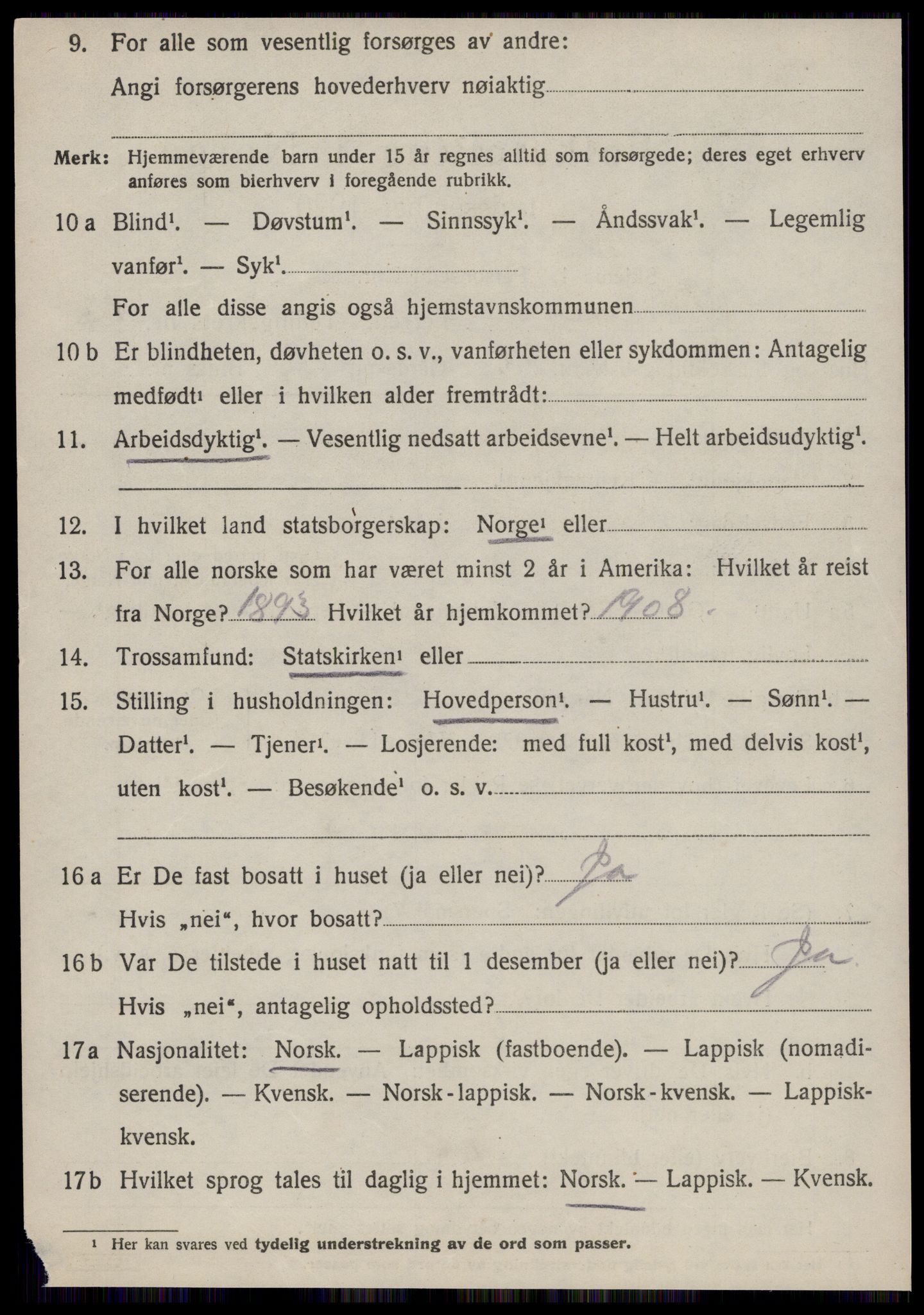 SAT, 1920 census for Hemne, 1920, p. 7273