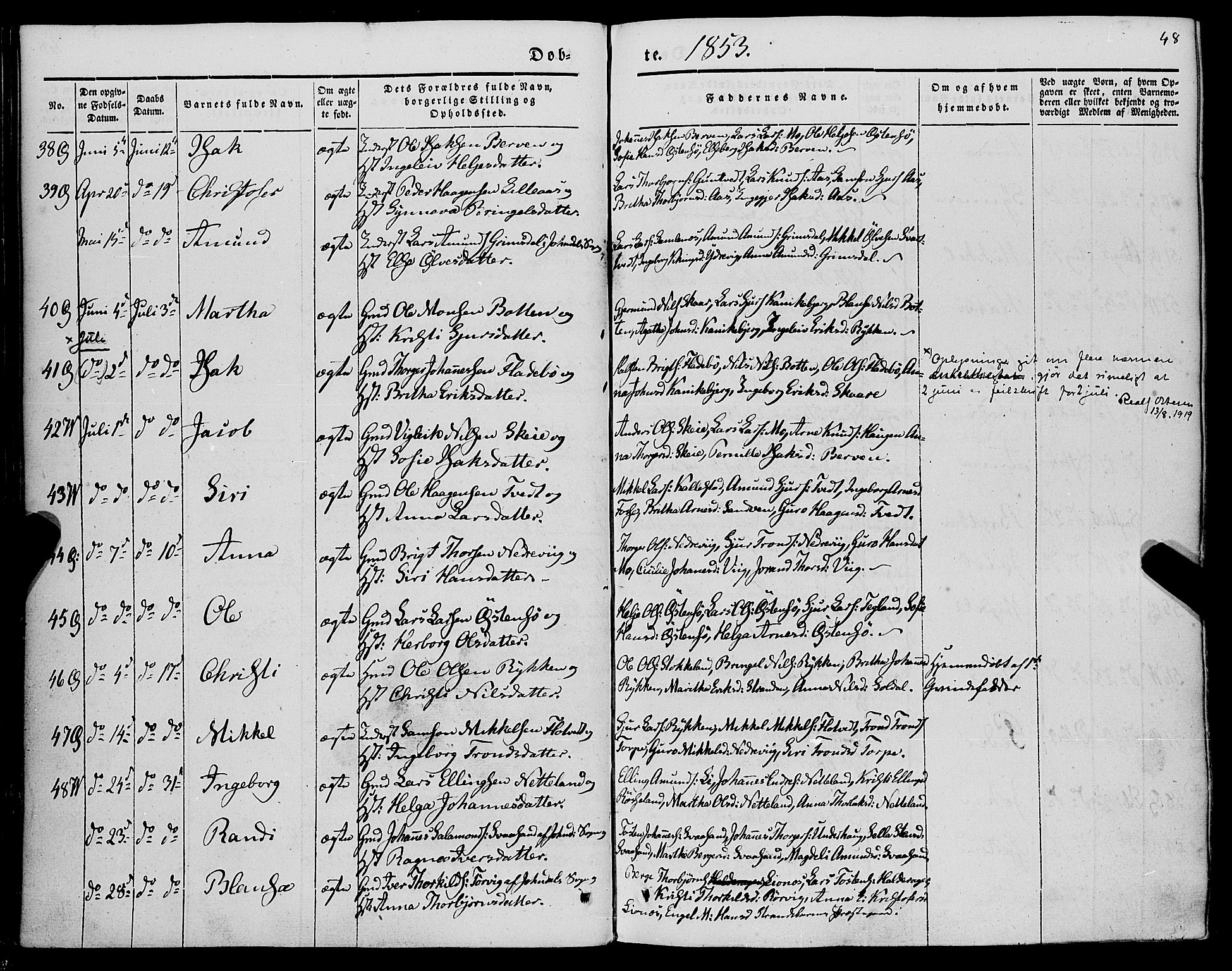 Kvam sokneprestembete, AV/SAB-A-76201/H/Haa: Parish register (official) no. A 8, 1844-1863, p. 48