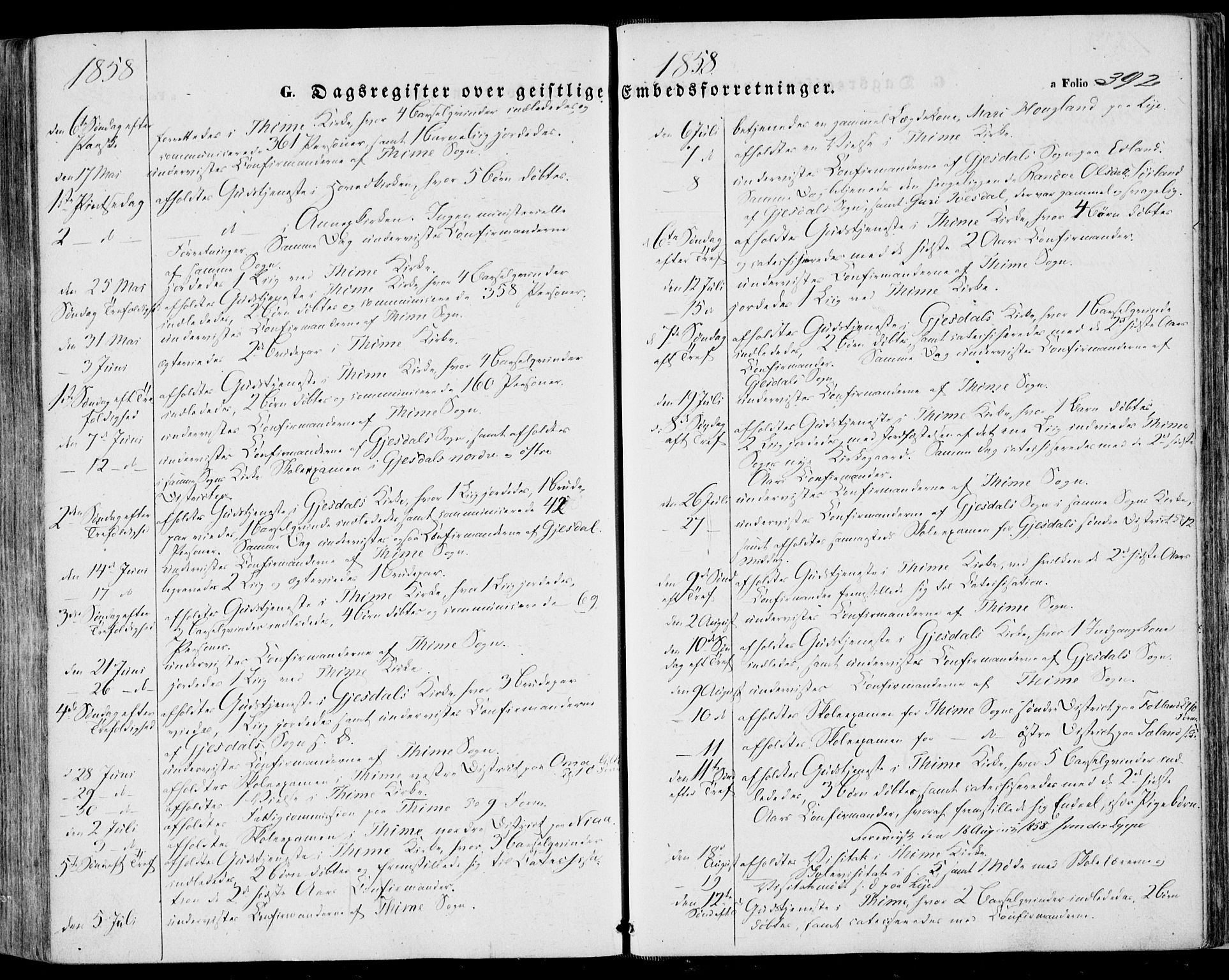 Lye sokneprestkontor, SAST/A-101794/001/30BA/L0007: Parish register (official) no. A 6, 1856-1871, p. 392