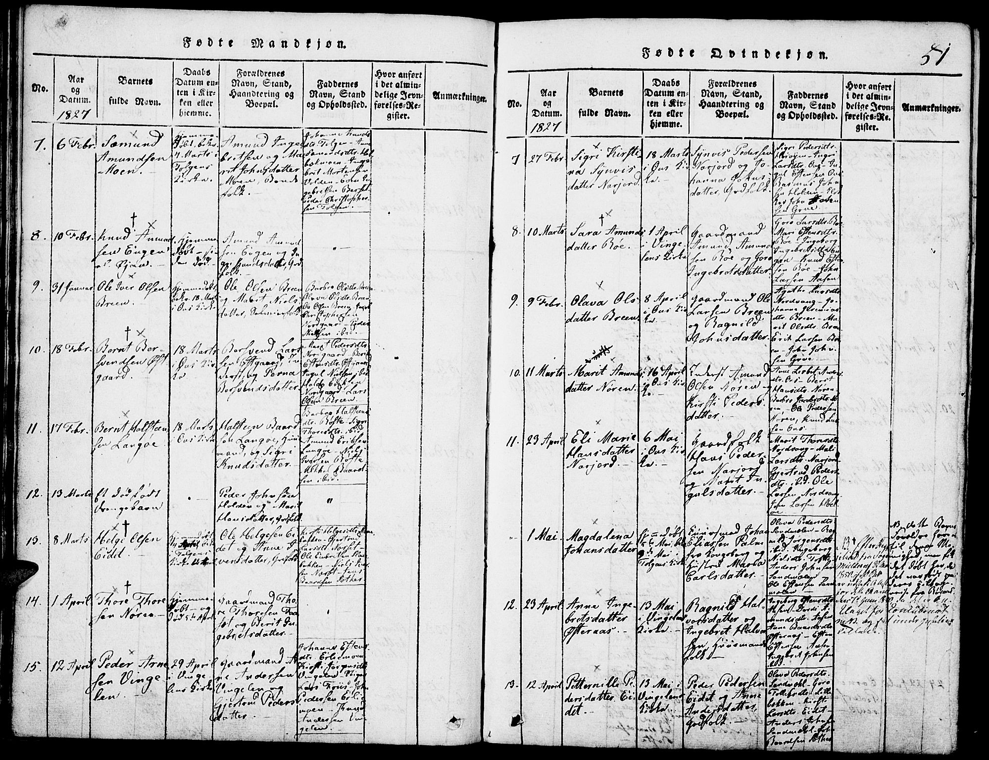 Tolga prestekontor, SAH/PREST-062/K/L0004: Parish register (official) no. 4, 1815-1836, p. 51