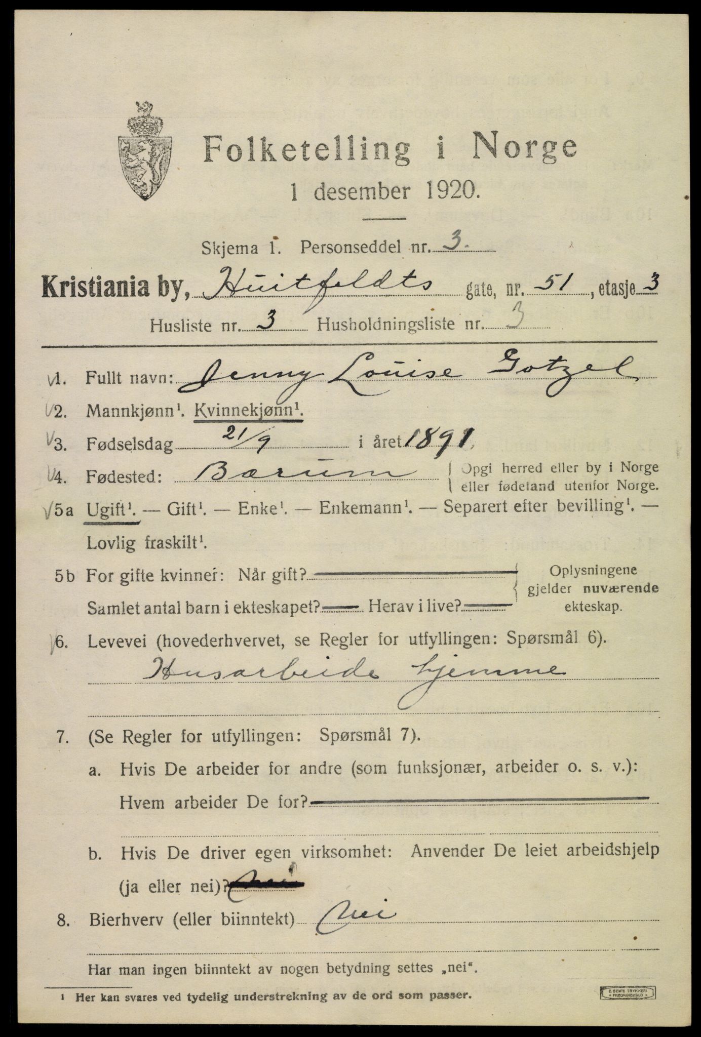 SAO, 1920 census for Kristiania, 1920, p. 301779