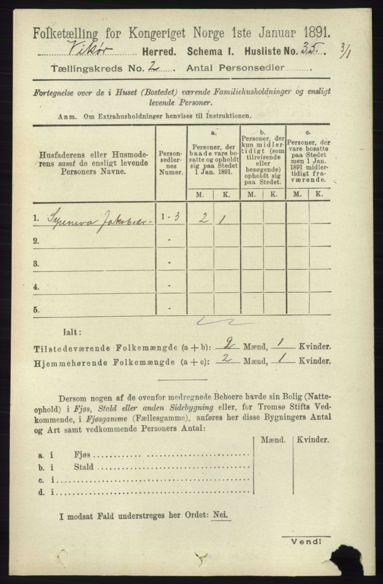 RA, 1891 census for 1238 Vikør, 1891, p. 477