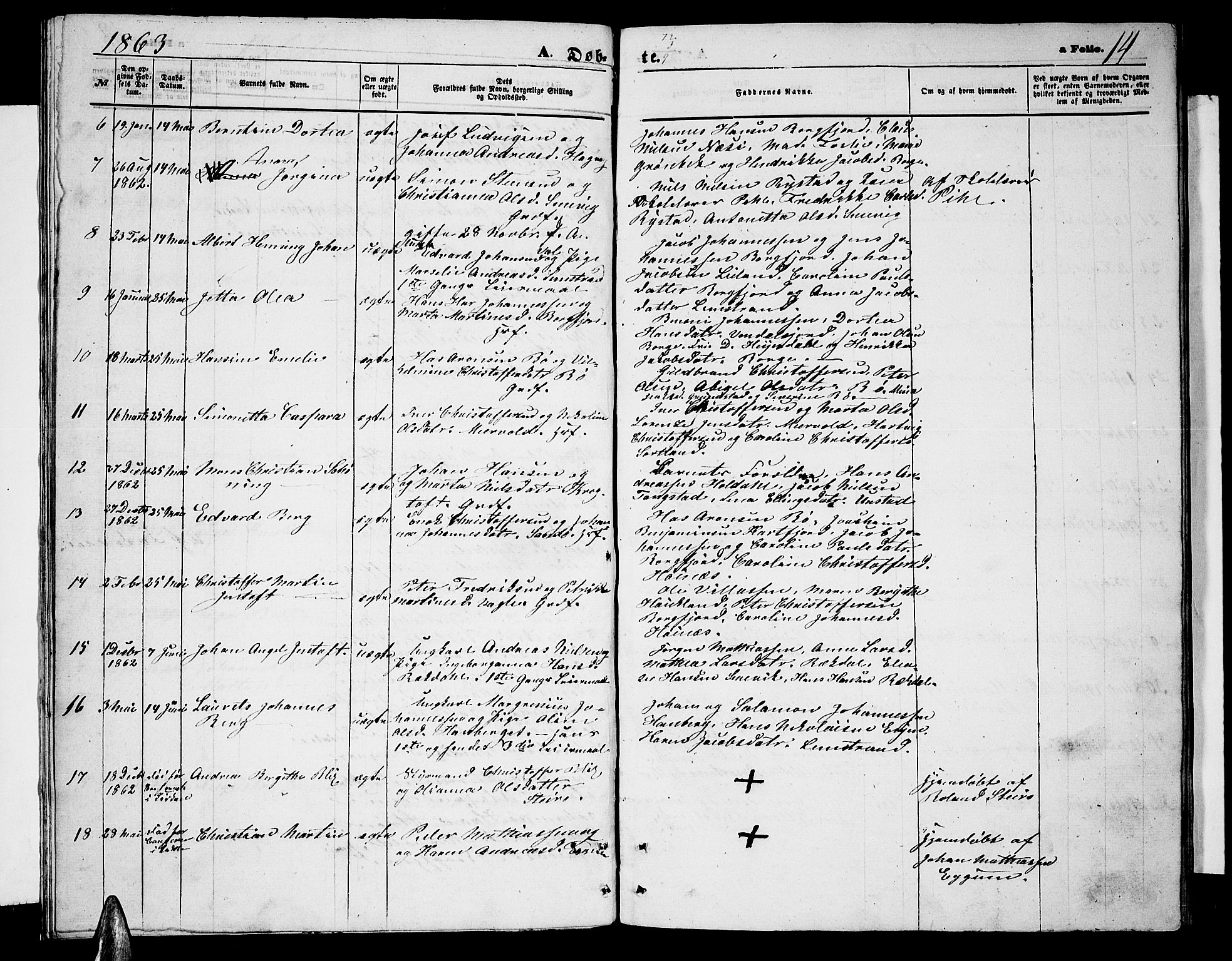 Ministerialprotokoller, klokkerbøker og fødselsregistre - Nordland, SAT/A-1459/880/L1140: Parish register (copy) no. 880C02, 1861-1875, p. 14