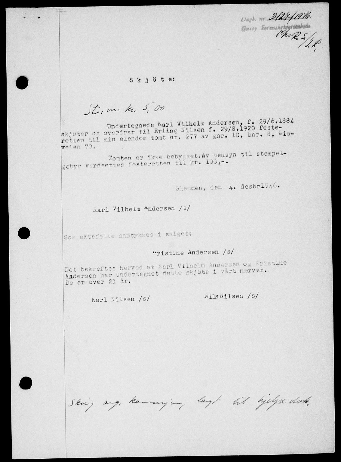 Onsøy sorenskriveri, SAO/A-10474/G/Ga/Gab/L0018: Mortgage book no. II A-18, 1946-1947, Diary no: : 3127/1946