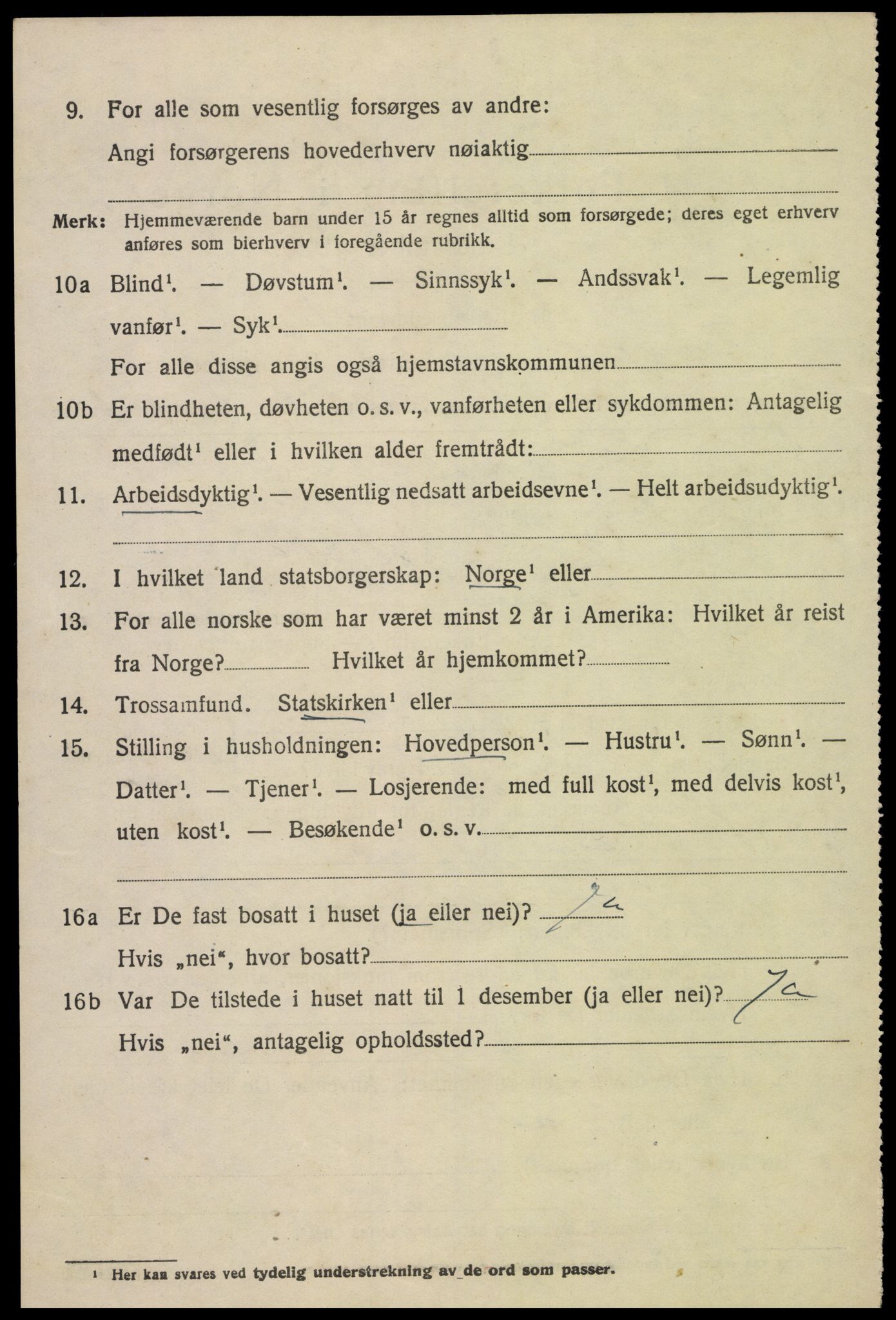 SAK, 1920 census for Tovdal, 1920, p. 324