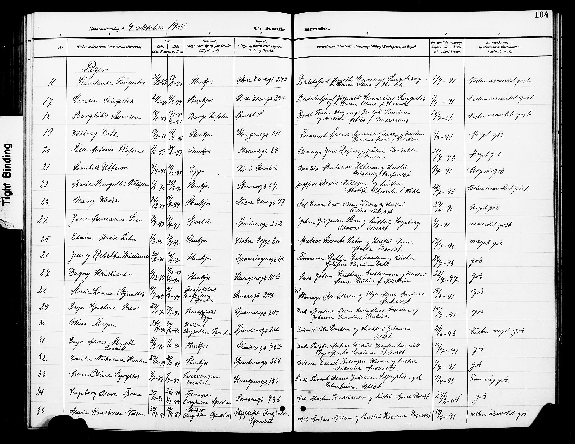Ministerialprotokoller, klokkerbøker og fødselsregistre - Nord-Trøndelag, SAT/A-1458/739/L0375: Parish register (copy) no. 739C03, 1898-1908, p. 104